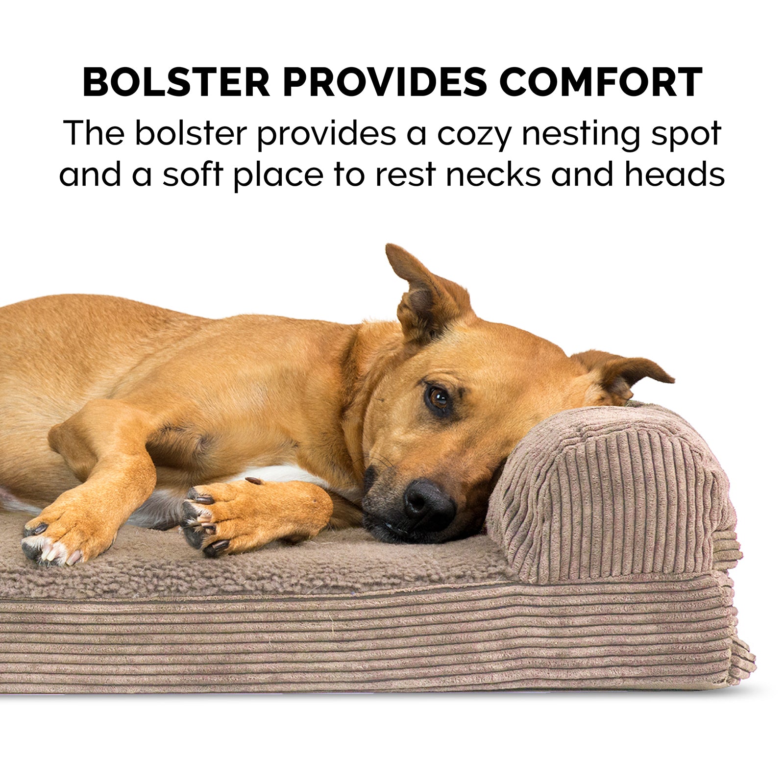 FurHaven Pet Dog Bed | Deluxe Orthopedic Faux Fleece and Corduroy Chaise Couch Pet Bed for Dogs and Cats， Sandstone， Small