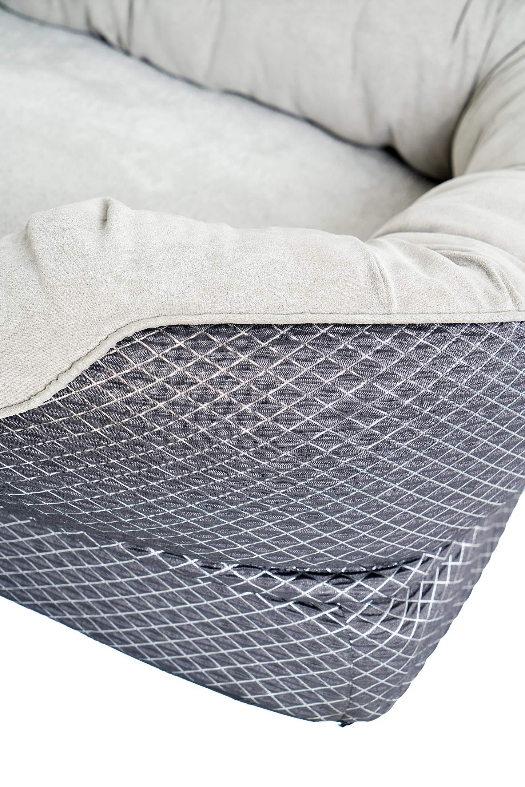 BarksBar Snuggly Sleeper Solid Foam Orthopedic Dog Bed， Medium， Gray