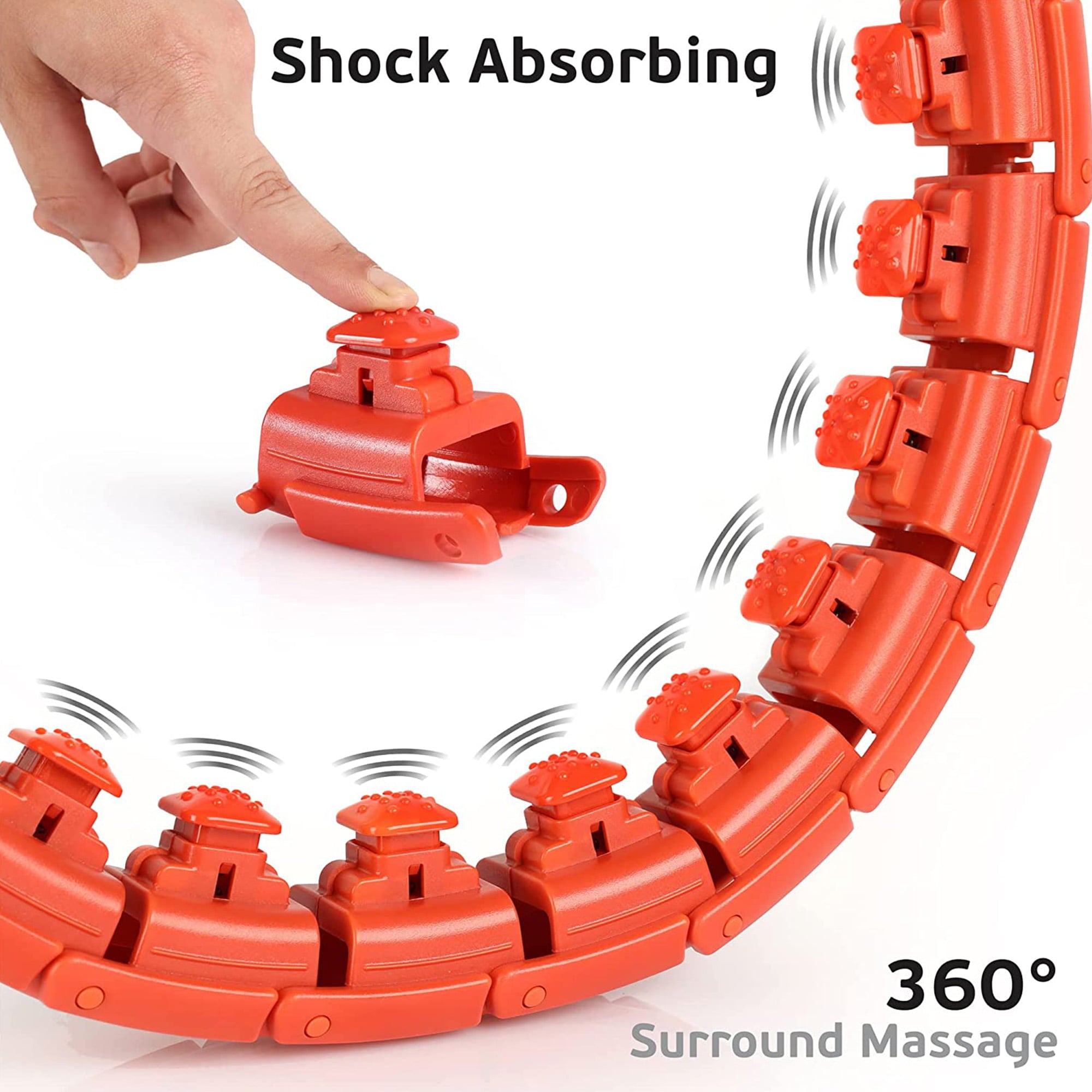 Teal Elite Smart Weighted Hula Hoop for Adults Fully Adjustable Infinity Hoop， Red