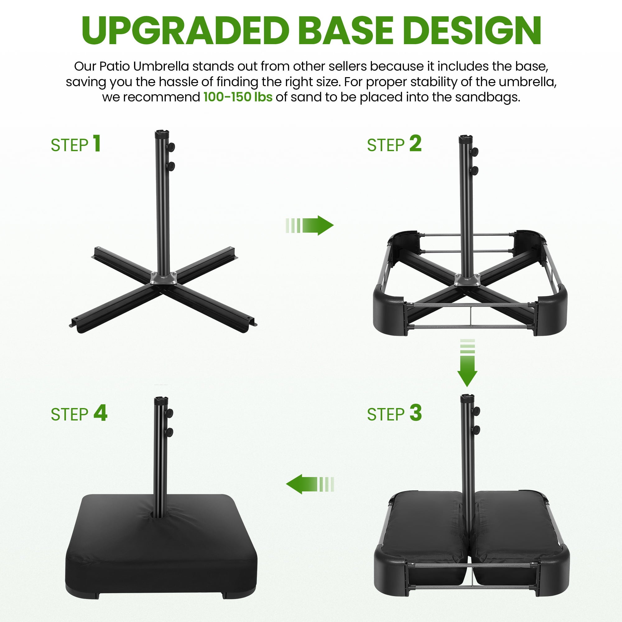SEJOV 15ft Patio Umbrella with Base Included, Double-Sided Market Umbrella with Crank Large Outdoor Umbrella Rectangular Umbrellas for Patio Table
