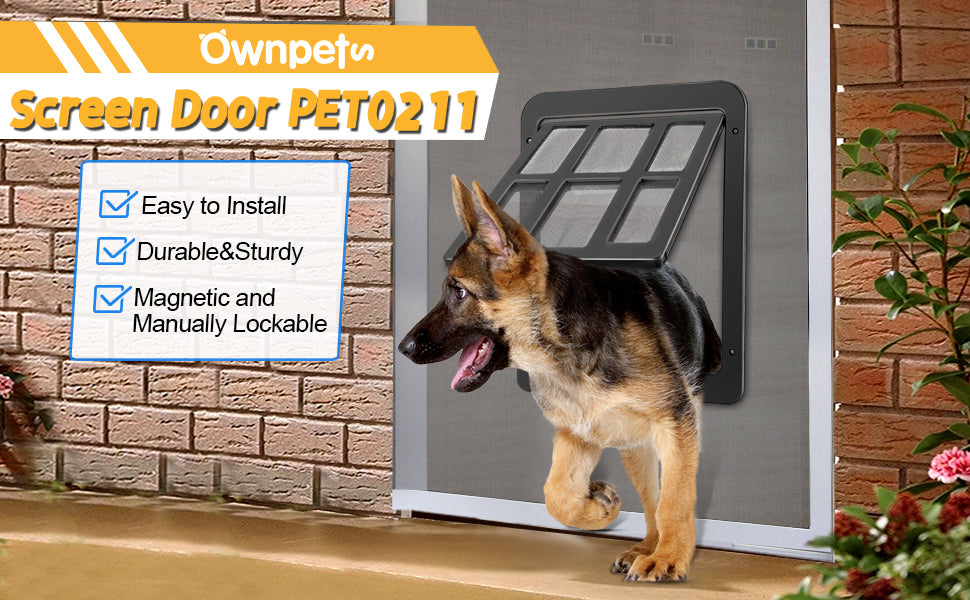 OWNPETS Pet Dog Lockable Screen Door Magnetic Self-Closing