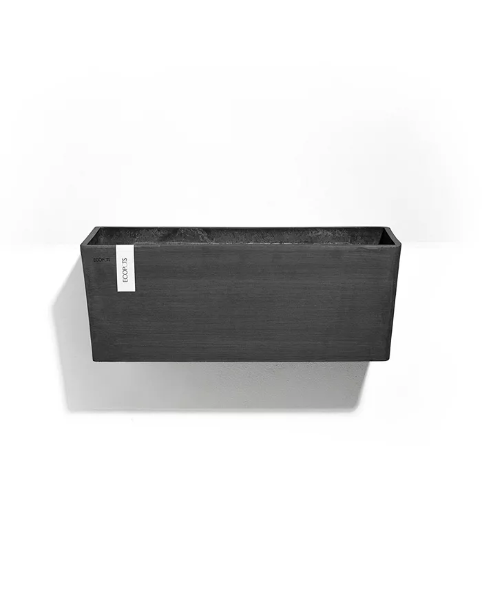 ECOPOTS Plastic Rectangle Hanging Bruges Wall Planter， Dark Grey 21.5