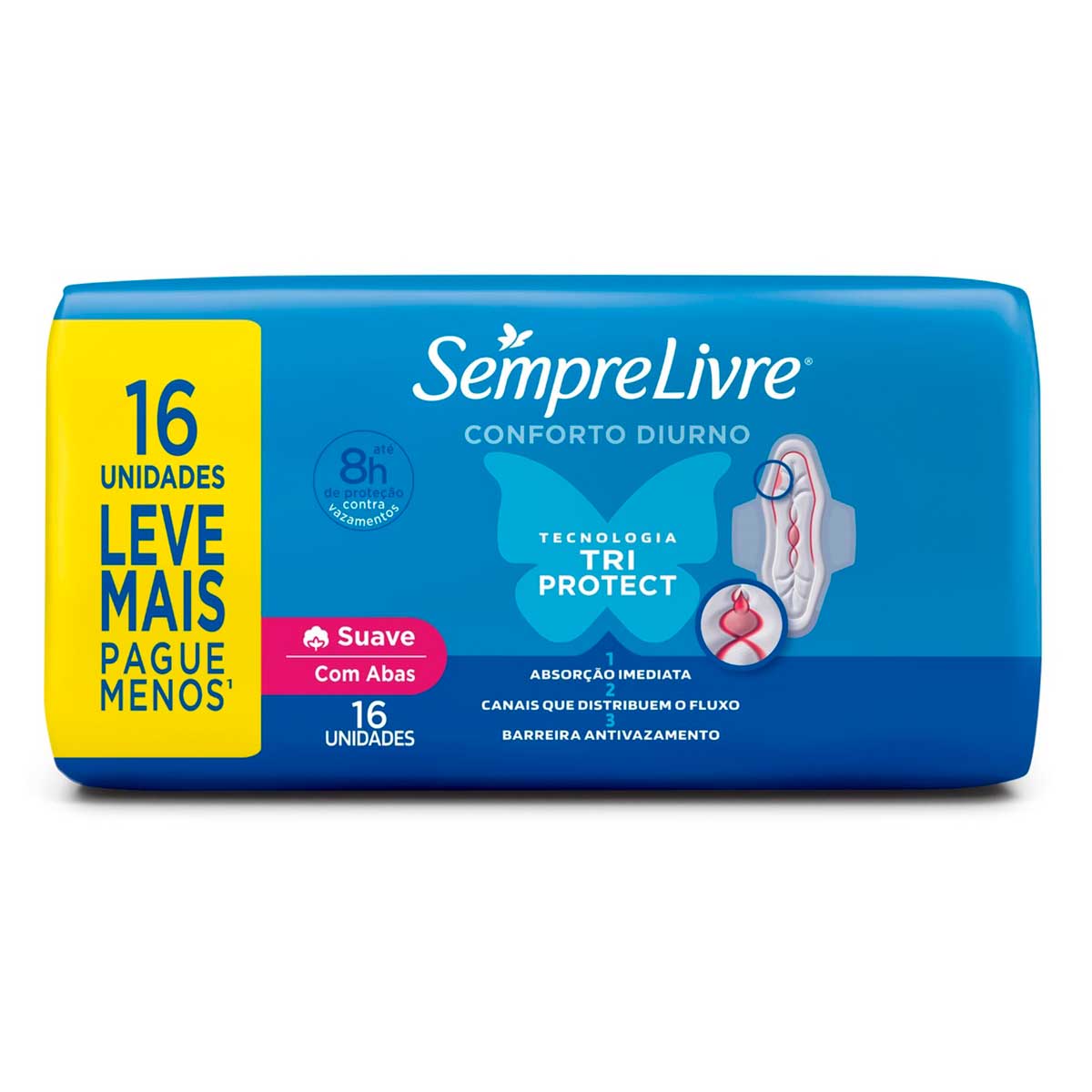 Absorvente com Abas Malha Suave Sempre Livre Adapt Plus 16 Unidades