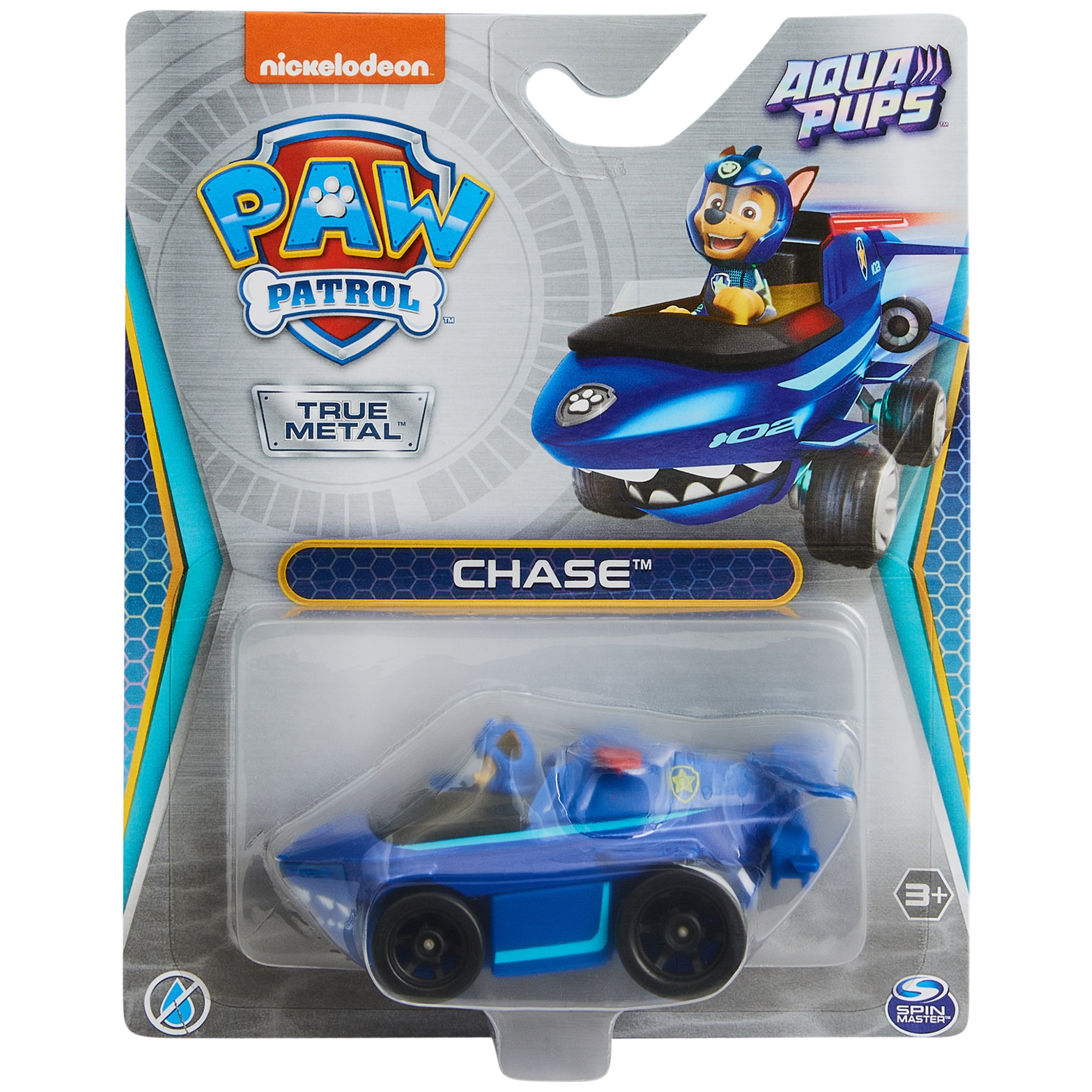 PAW Patrol Aqua Pups， True Metal Chase 1:55 scale Die-Cast Toy Car for Ages 3 and up