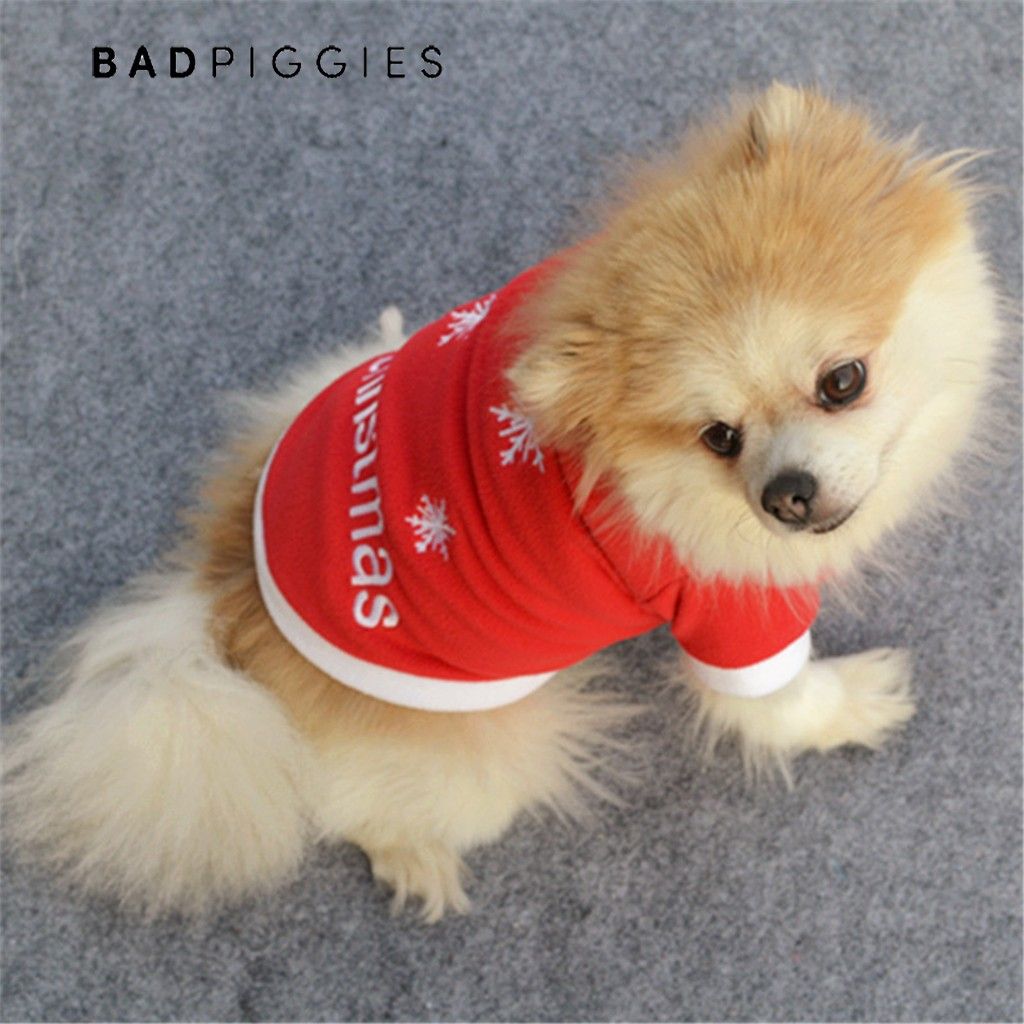 BadPiggies Christmas Dog Clothes Pet Clothes Autumn Winter Sweaters Warm Snowflake Fleece Pullover Dog Clothing For Small Medium Dogs