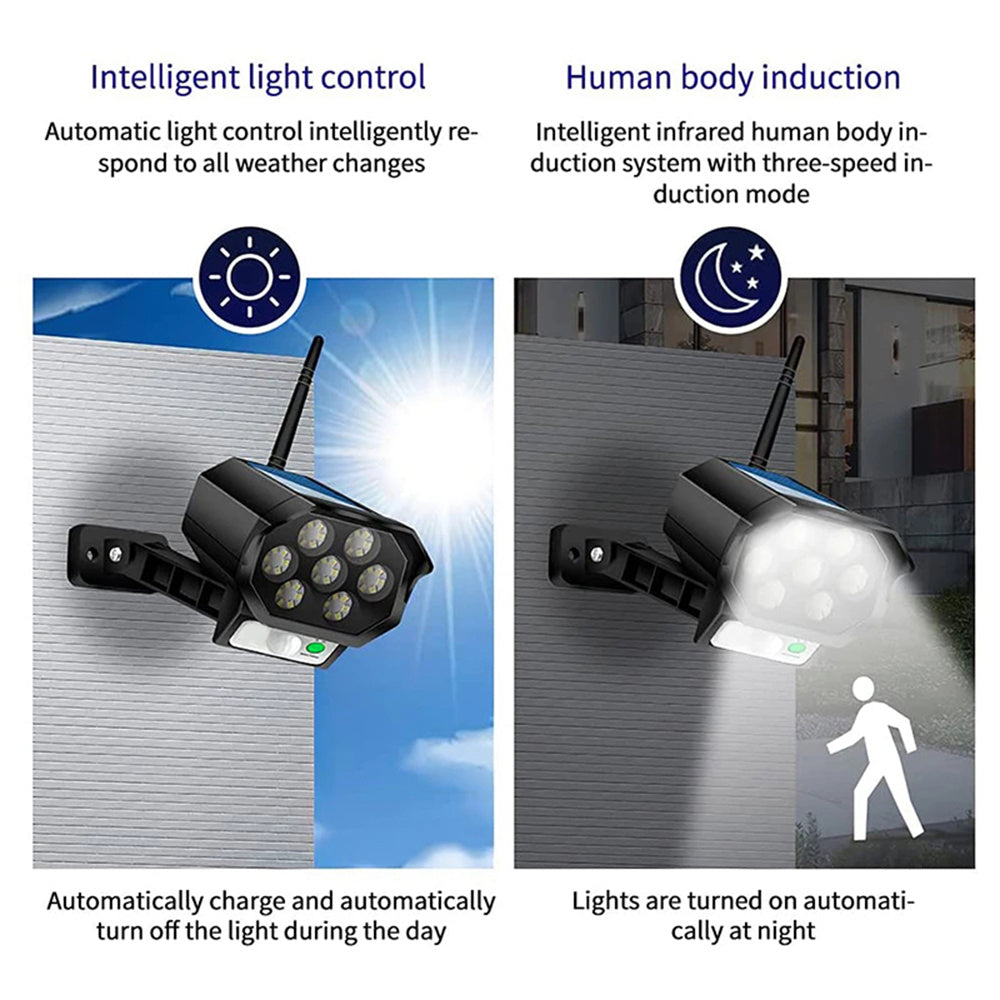 2 pcs Solar Lights Outdoor， Solar Motion Sensor Lights Fake Camera Lights Home Camera Security Light Simulated Decoy Surveillance Waterproof Indoor Outdoor， Black