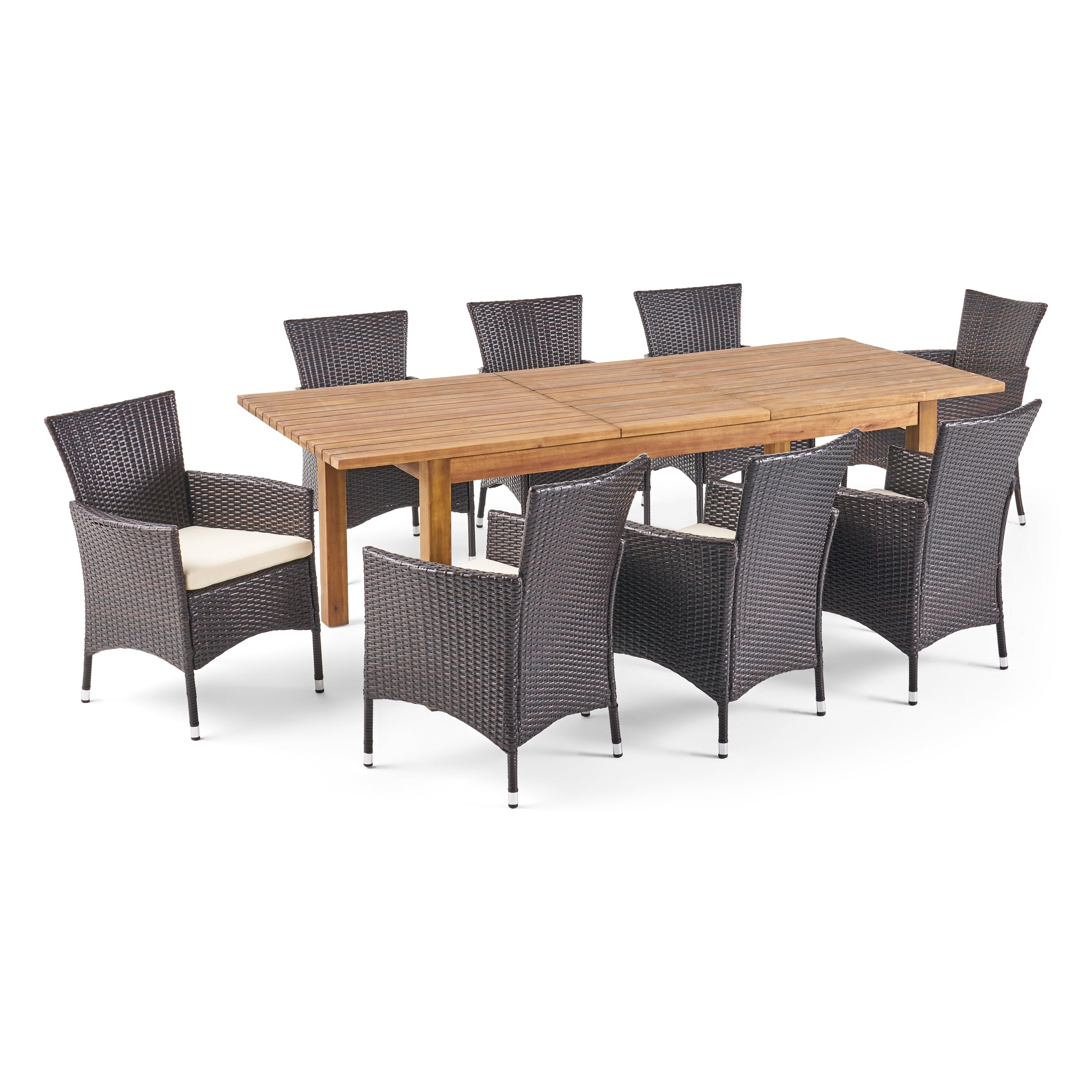 Lorelei Outdoor 9 Piece Wicker Dining Set with Expandable Dining Table