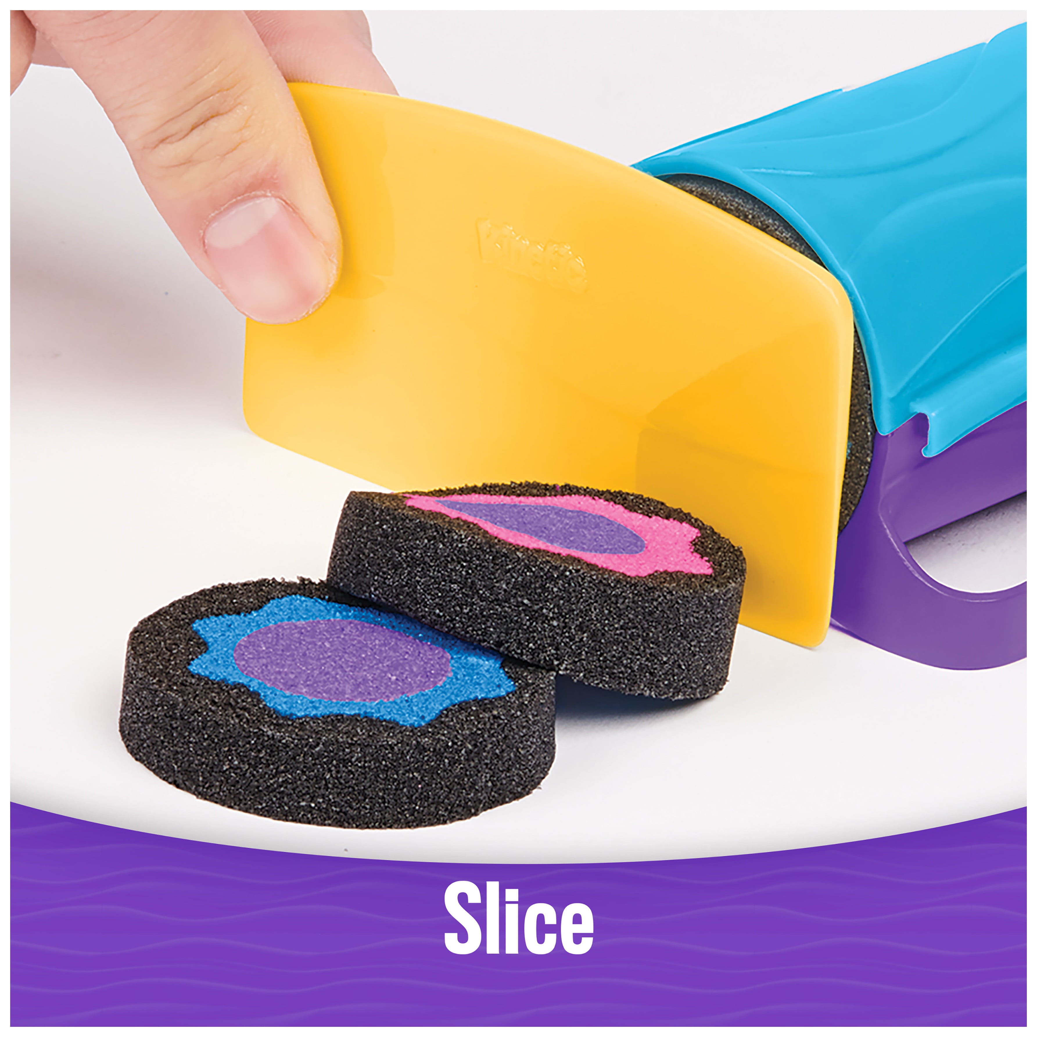Kinetic Sand Slice N' Surprise with 13.5oz Sand (3 Colors) and 7 Tools