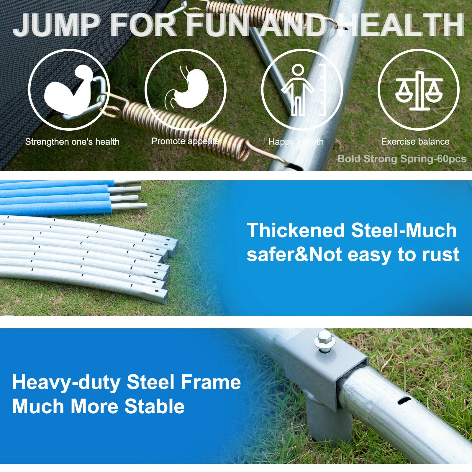 Polar Aurora 10Ft Outdoor Backyard Trampoline for Kids Adults Family Happy Time with Safety Enclosure Net， Non-Slip Ladder，Spring Pad Combo Bounce Jump Recreational Trampoline