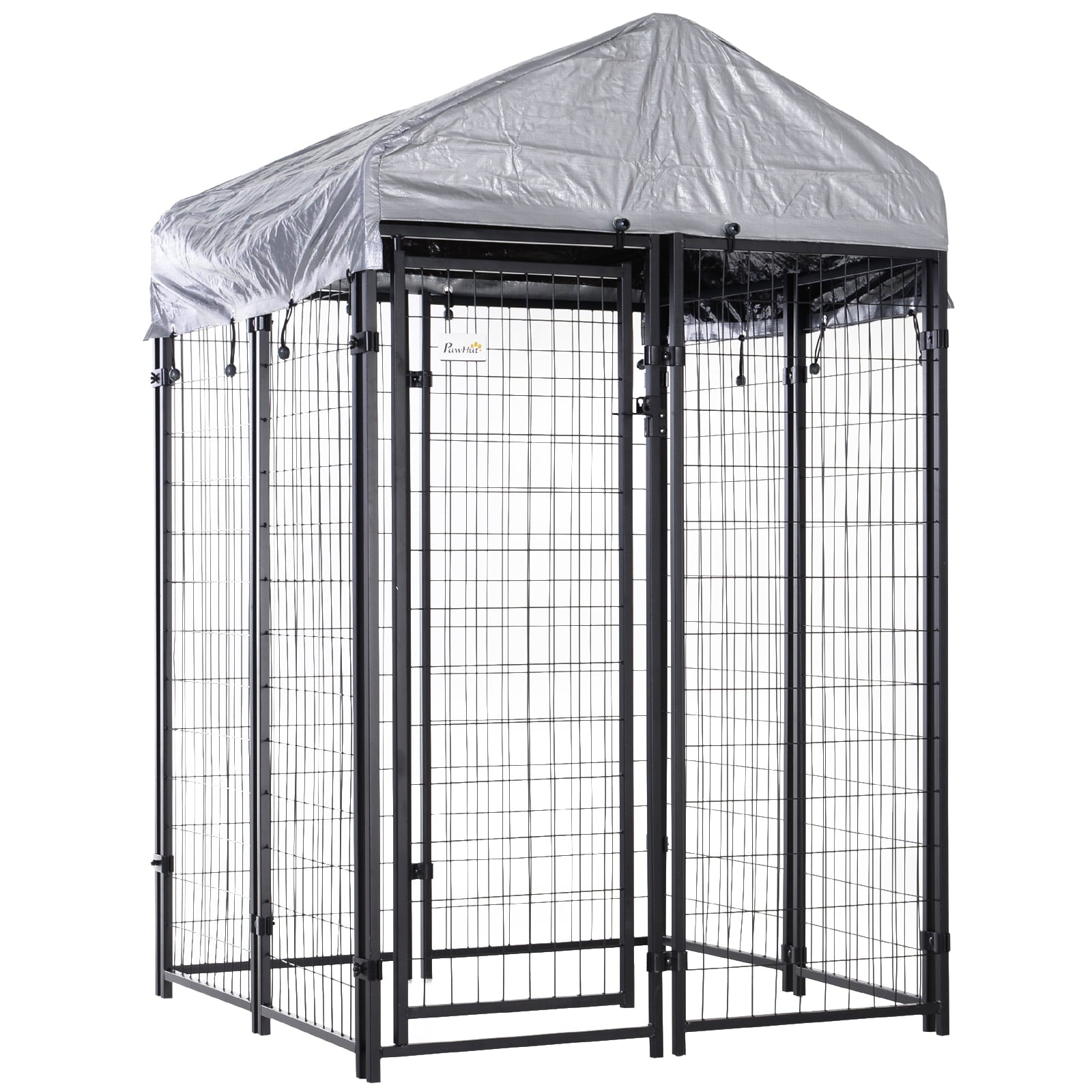 Pawhut Galvanized Steel Fence Dog Kennel， Large， Outdoor
