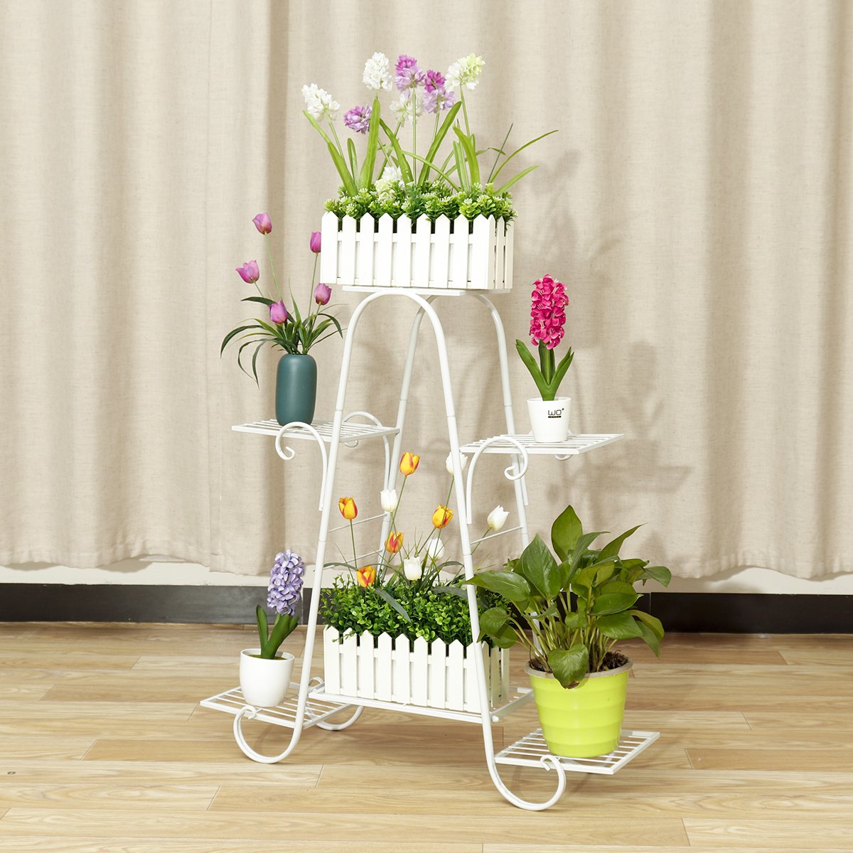 6 Tier Metal Plant Stand,Indoor Outdoor Multiple Tall Corner Flower Pot Holder Stands,Shelf Rack Wrought Iron Tiered Planter Shelves for Patio,Living Room, Garden, Balcony