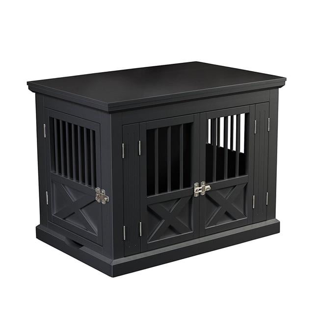 Merry Products Triple-Door Wooden Dog Crate， Black， Small， 30