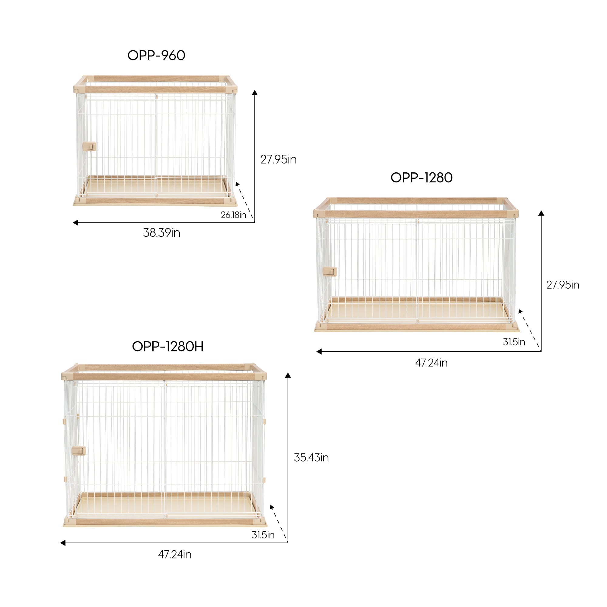 IRIS Medium Wire Open Pet Pen， Brown/White