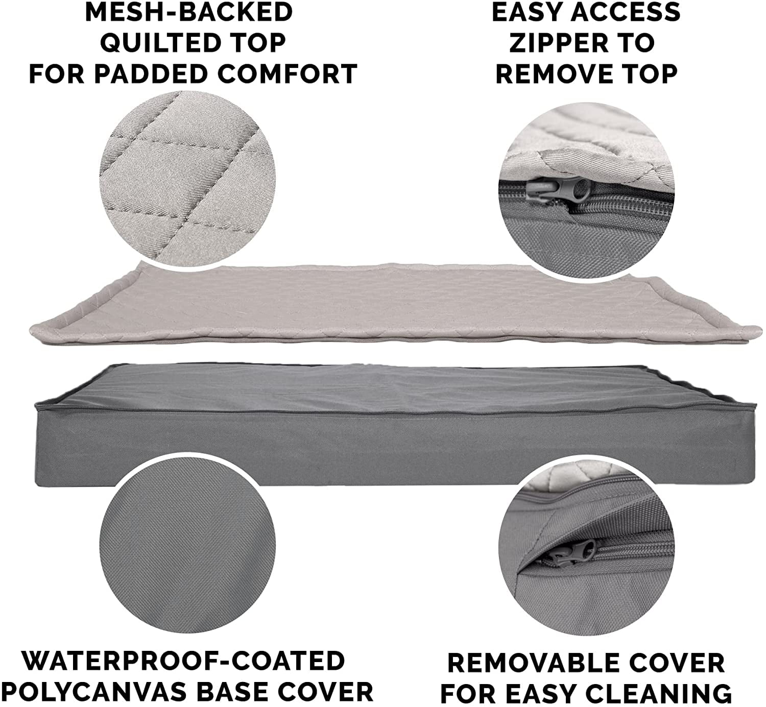 Furhaven Large Orthopedic Dog Bed Water-Resistant Indoor/Outdoor Quilt Top Convertible Mattress w/ Removable Washable Cover - Gray， Large Convertible Quilt Top (Gray) Large Orthopedic Foam