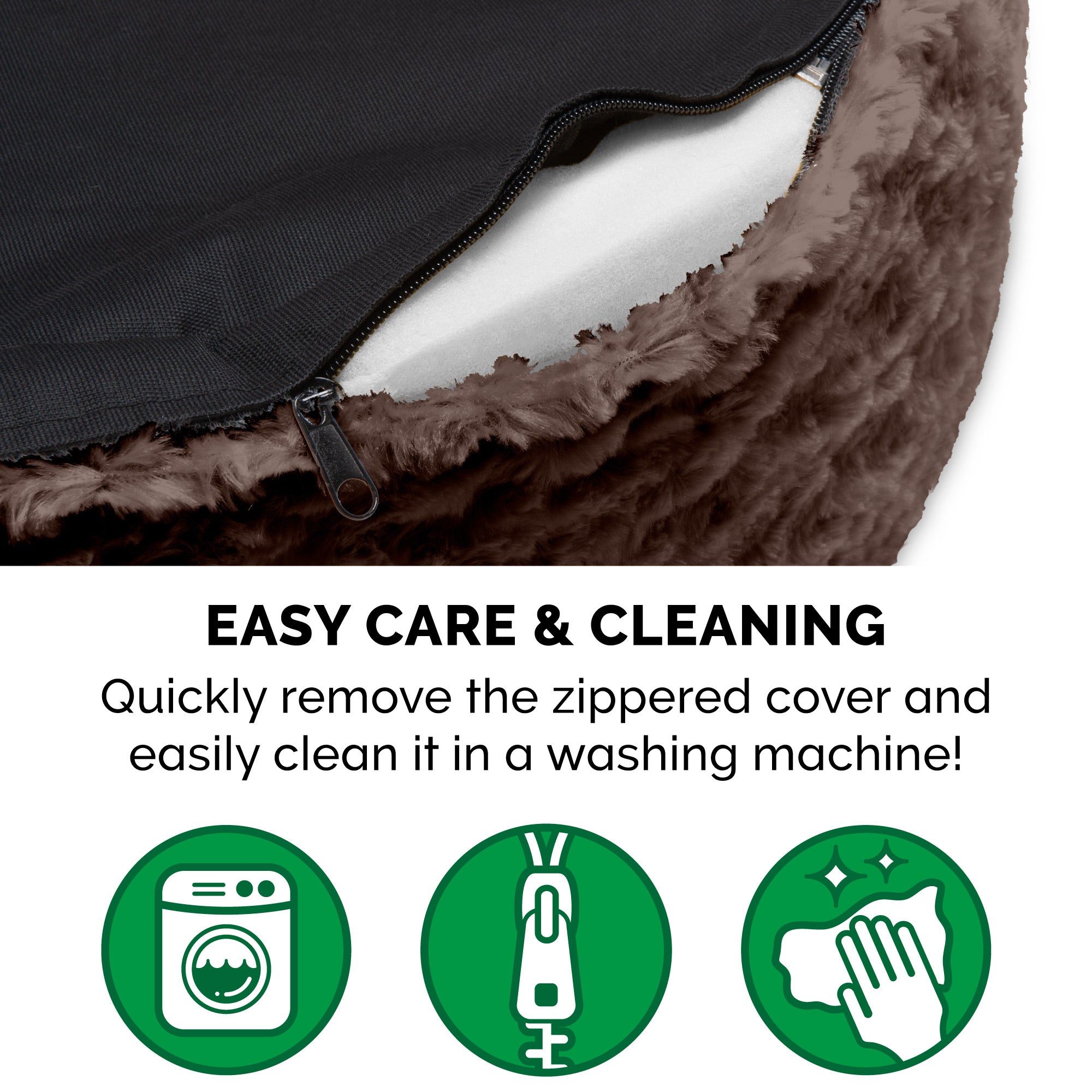 FurHaven | Oval Ultra Plush Pet Bed for Dogs and Cats， Chocolate， Small