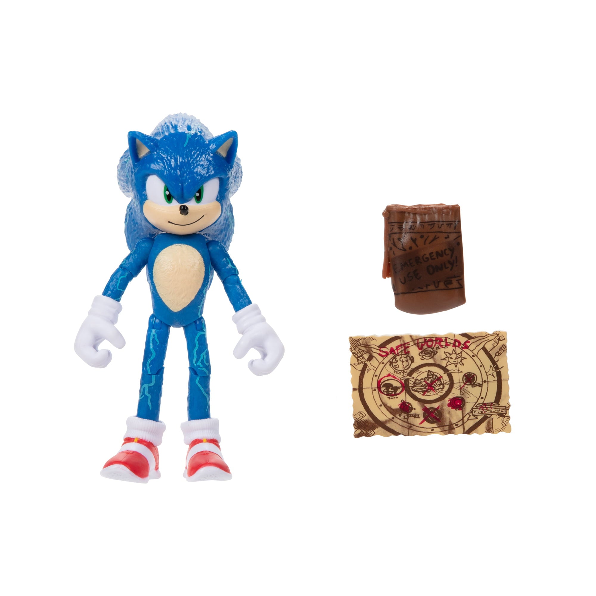Sonic 2 Movie 4 Inch Figures Sonic with Map and Pouch