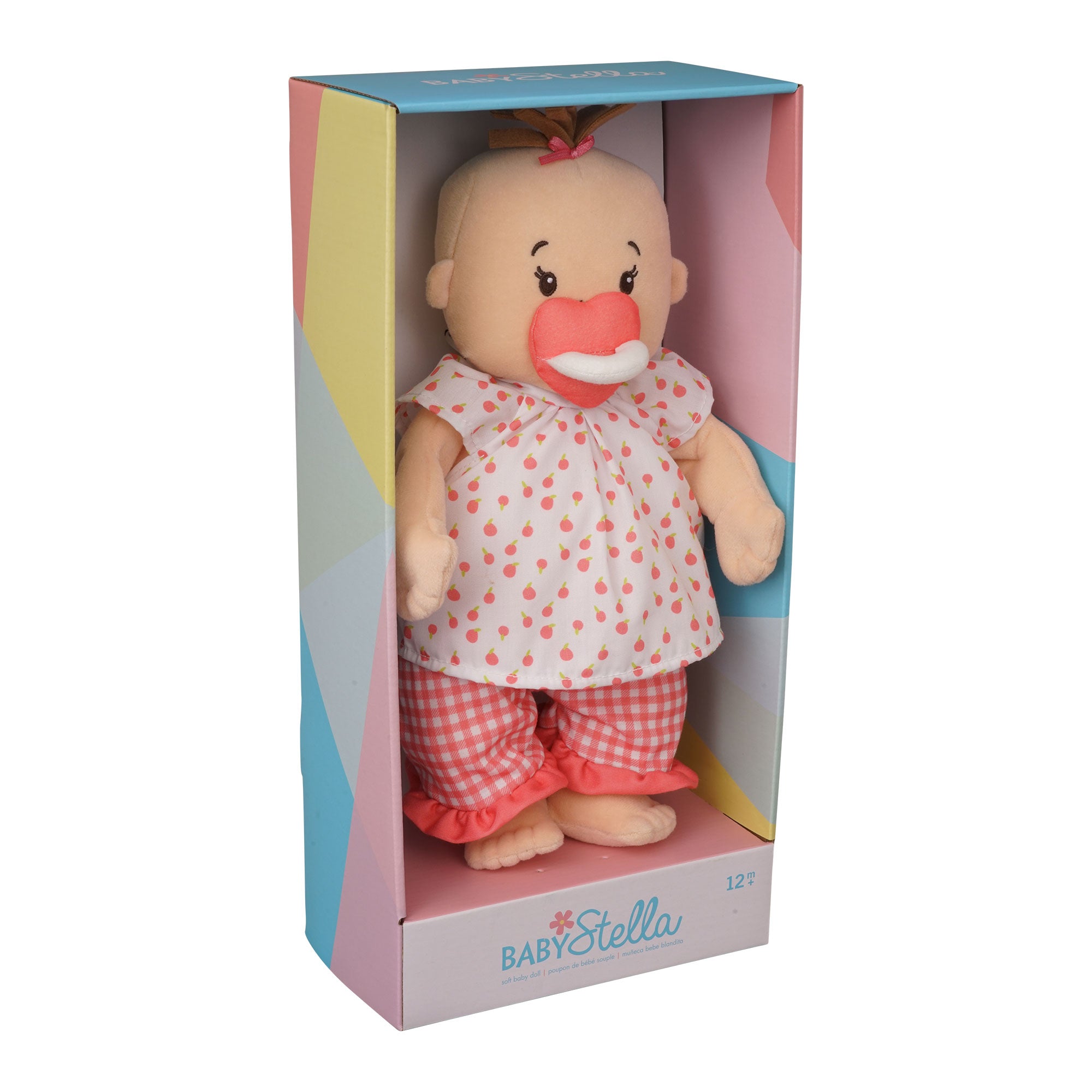 Manhattan Toy Baby Stella Peach with Light Brown Hair Soft First Baby Doll for Ages 1 Year and Up, 15"