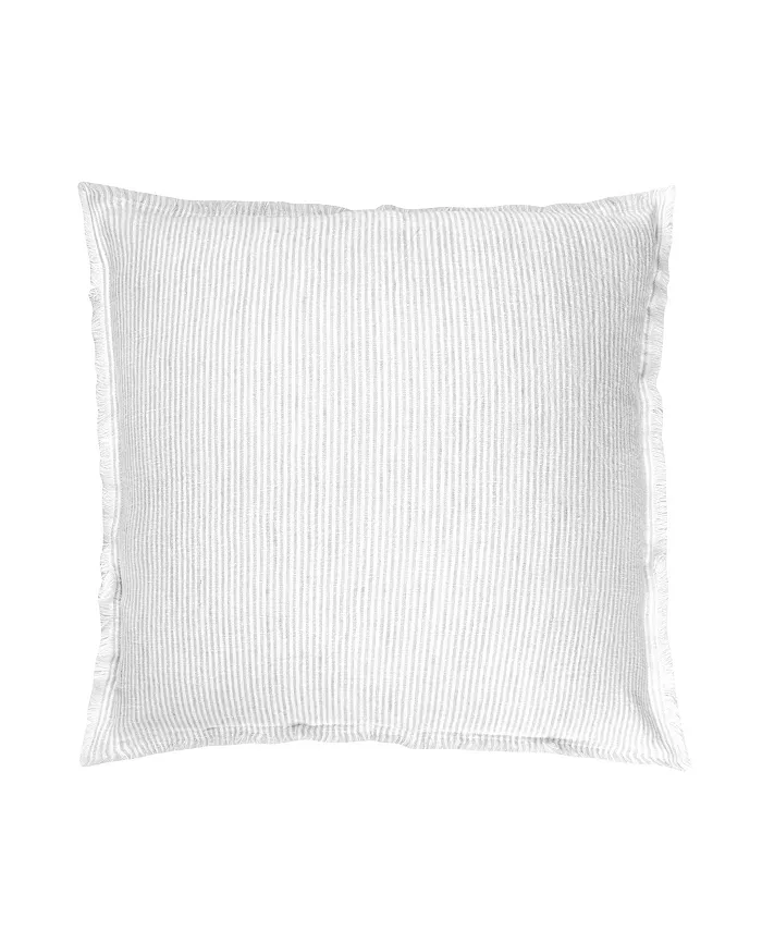 Anaya Home Light Grey White Striped Linen Down Alterantive Euro Pillow