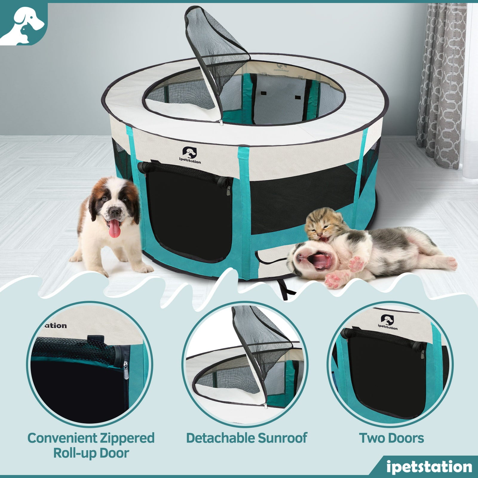 LAKWAR Large Pet Playpen for Dogs and Cats， 44