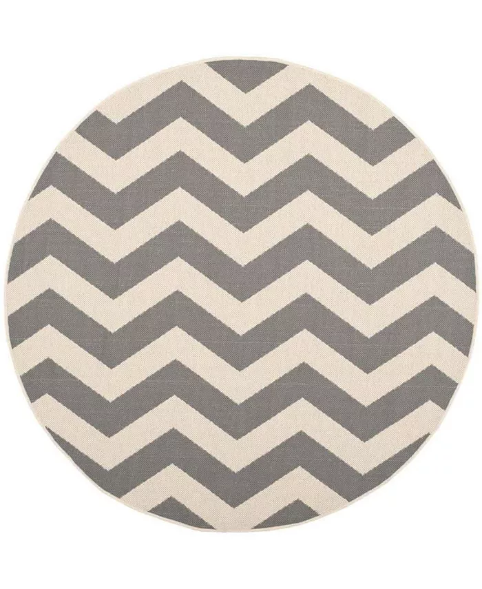 Safavieh Courtyard Gray and Beige 4' x 4' Sisal Weave Round Outdoor Area Rug