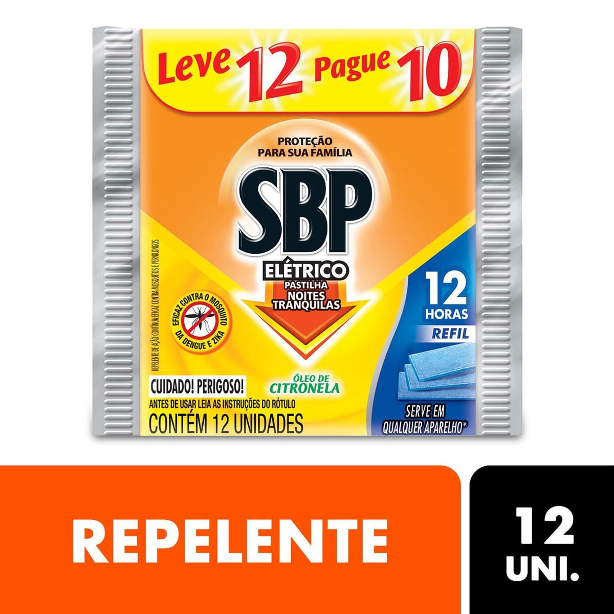 Refil para Repelente Eletrico Pastilha Citronela SBP com 12 unidades
