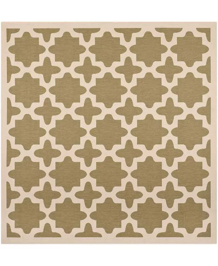 Safavieh Courtyard Green and Beige 4' x 4' Sisal Weave Square Outdoor Area Rug