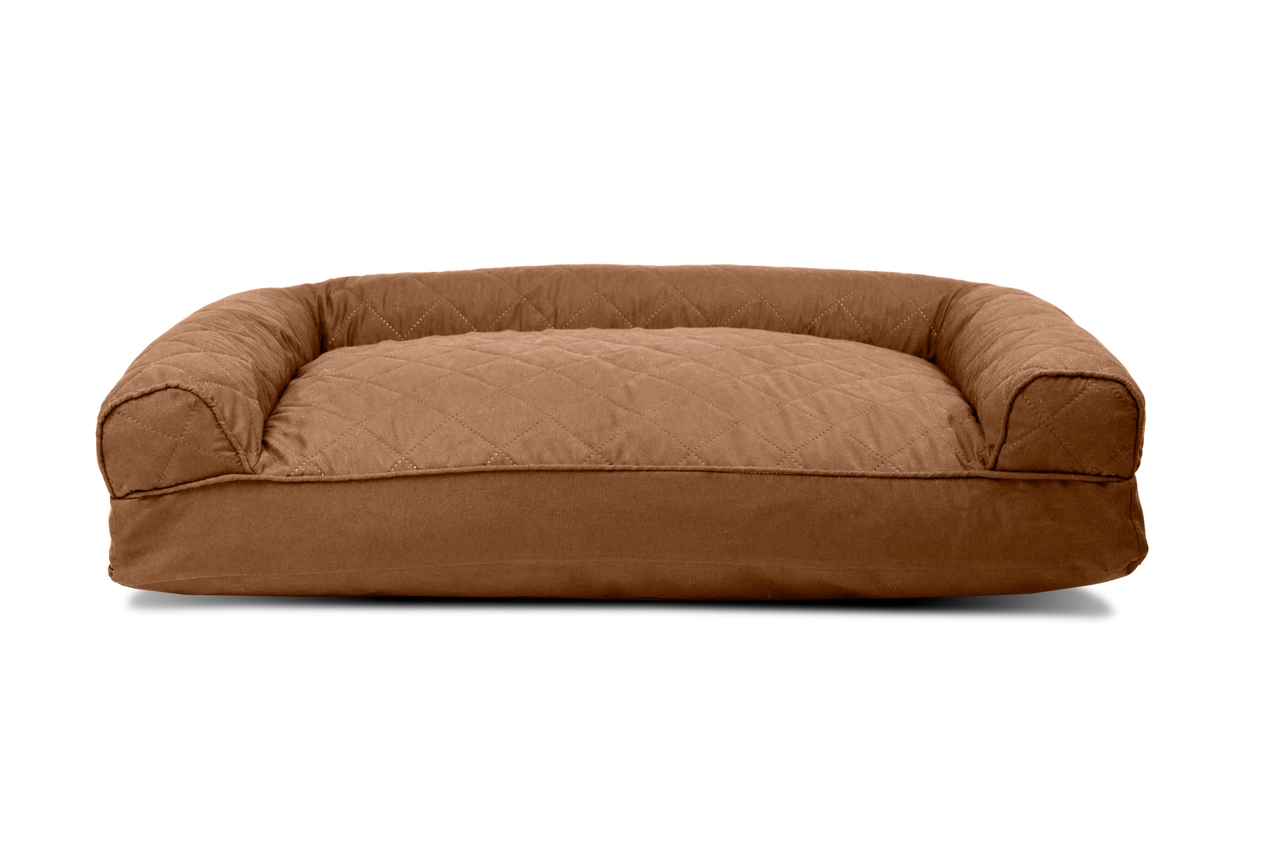 FurHaven | Quilted Pillow Sofa Pet Bed for Dogs and Cats， Toasted Brown， Medium