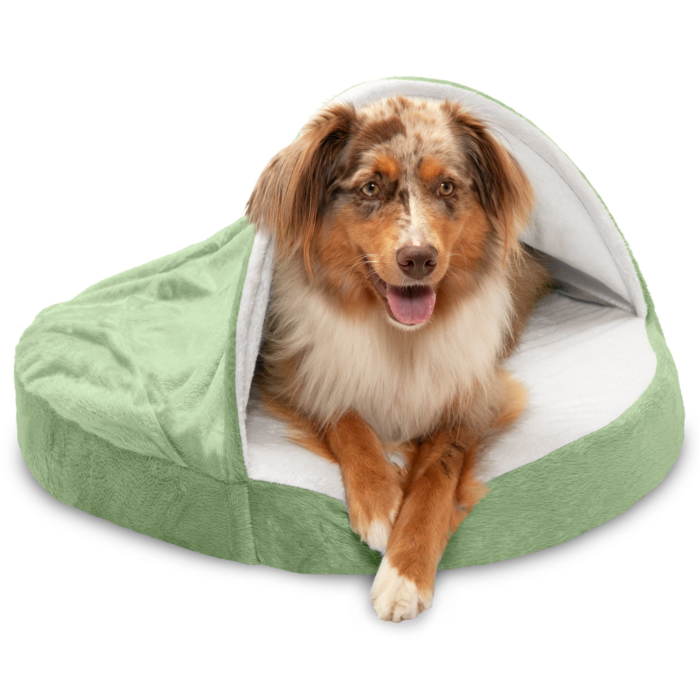 FurHaven | Orthopedic Microvelvet Snuggery Burrow Pet Bed for Dogs and Cats， Sage， 26-Inch