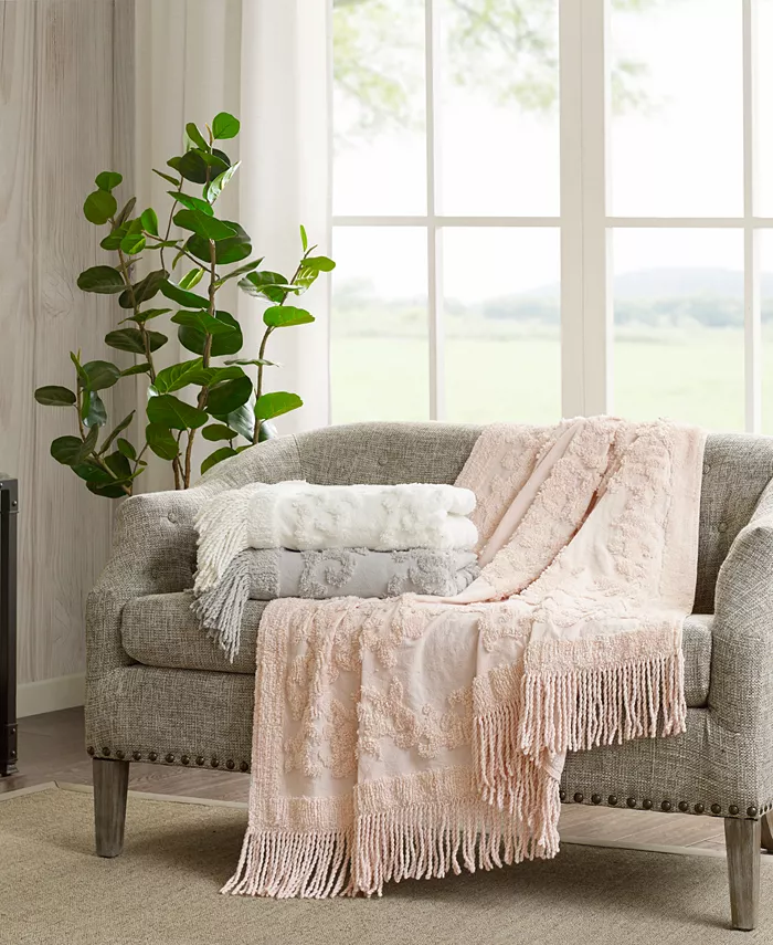 Madison Park Chloe Tufted Cotton Chenille Throw， 50