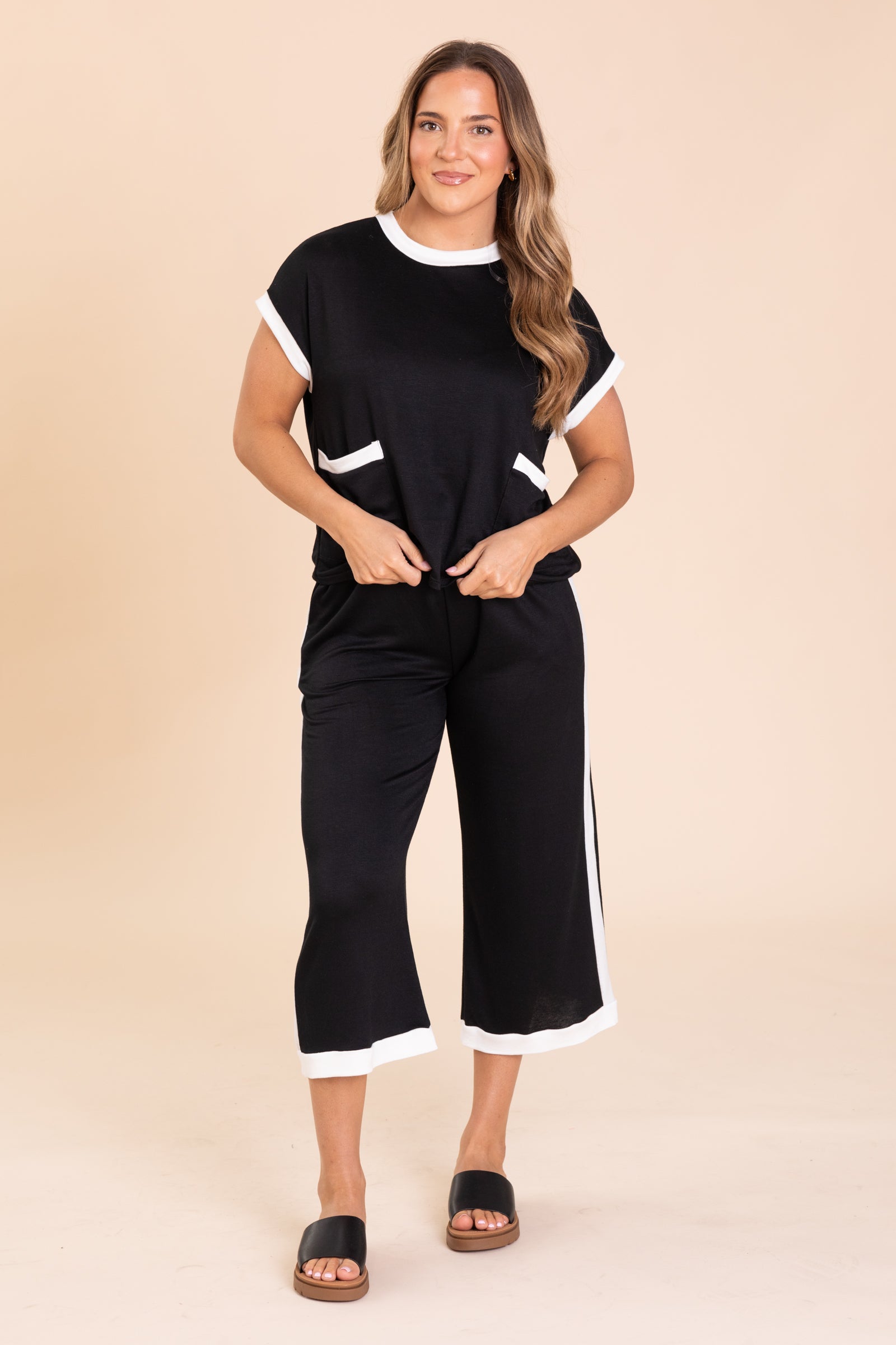 Black And White Trim French Terry