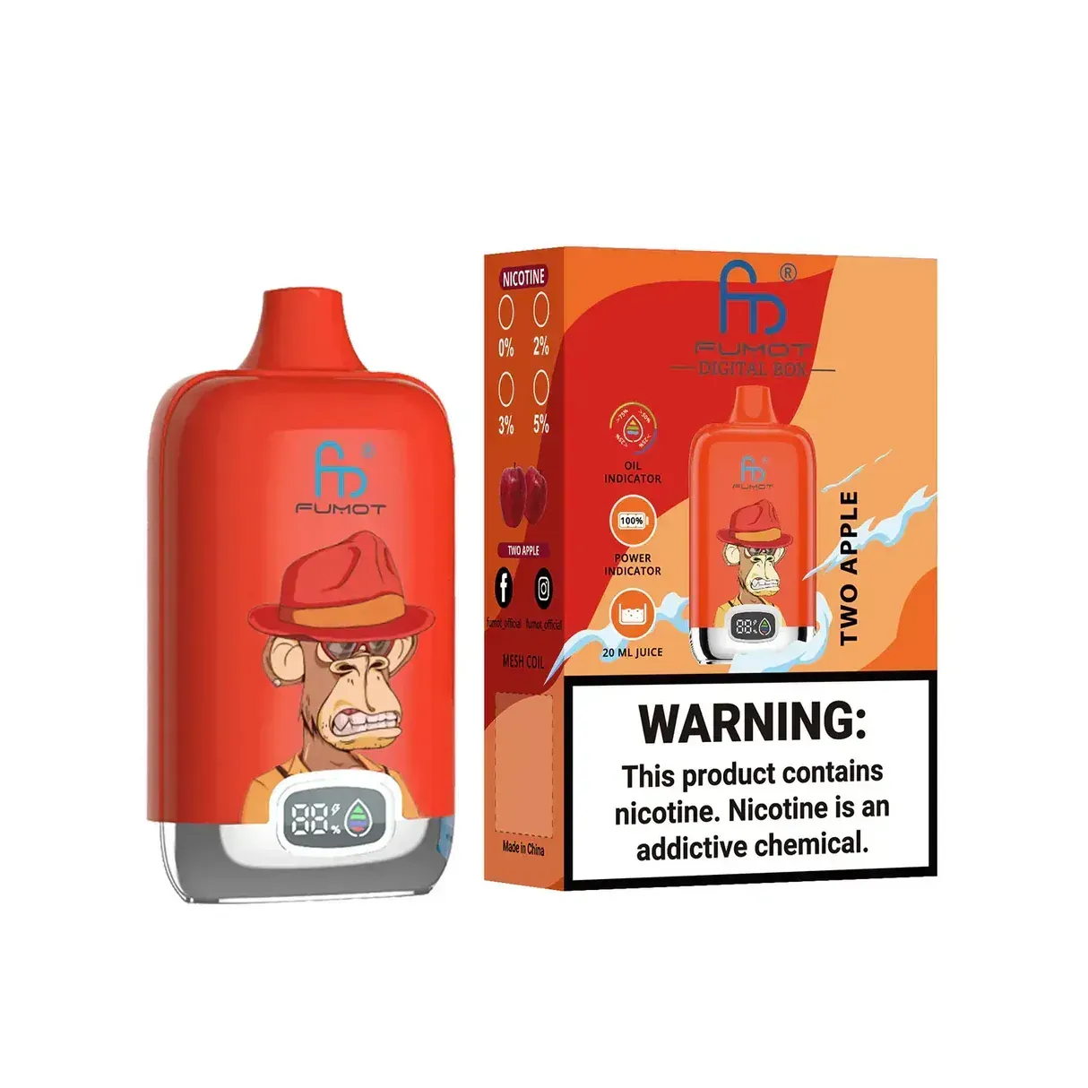 ⭐ Fumot Tornado Digital Box 12000 Züge – 50+ Geschmacksrichtungen 🍇🍉🍋