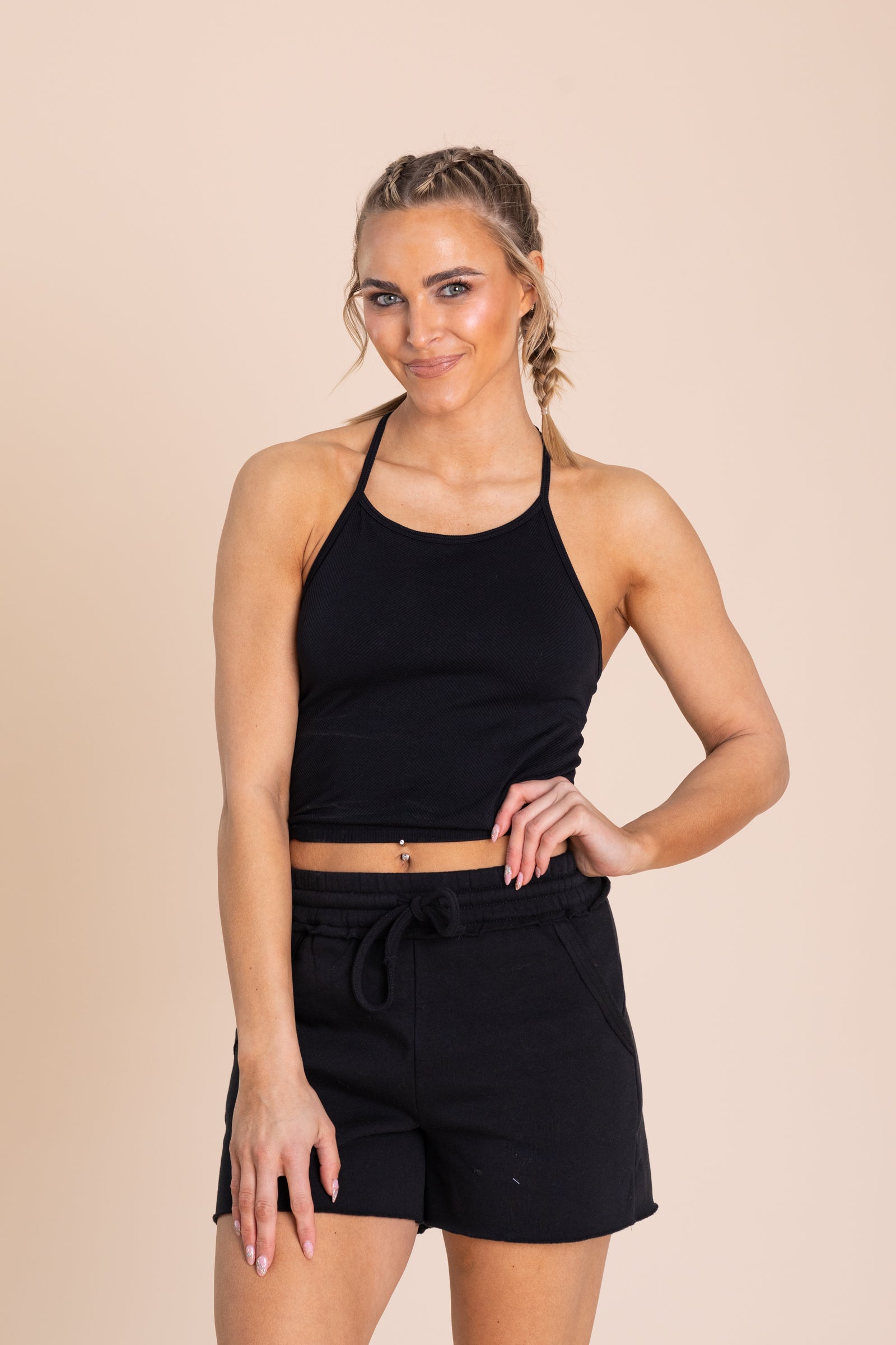 Seamless Ribbed T-Strap Tank Top