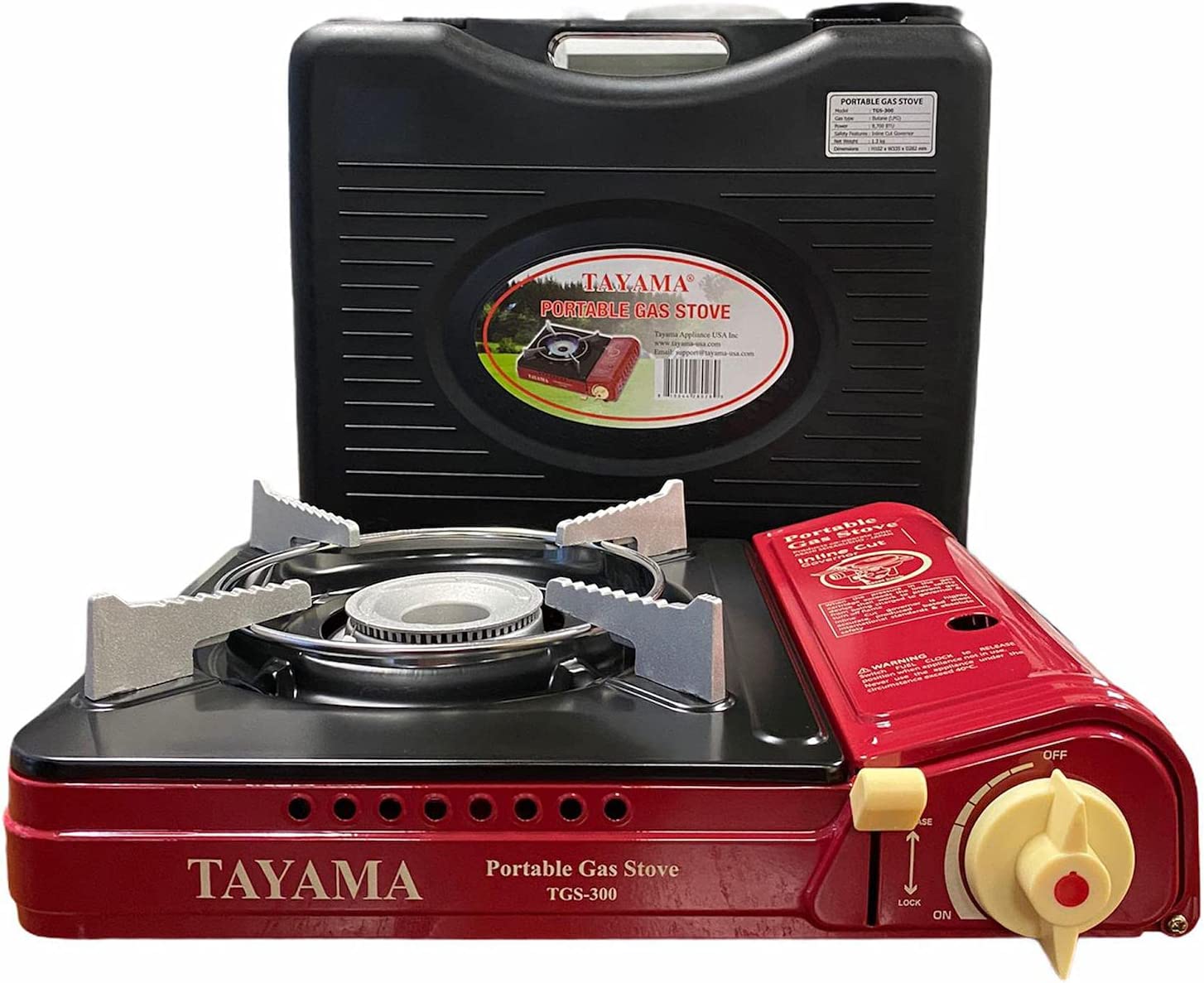 Tayama TGS-300 13 in. Portable Butane Gas Stove, Red