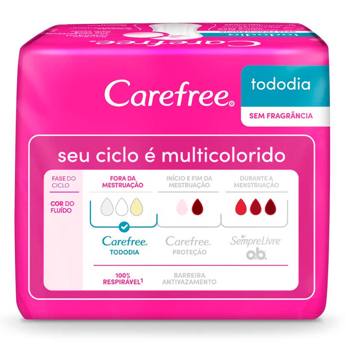 Protetor Diario Todo Dia sem Perfume Carefree 15 Unidades
