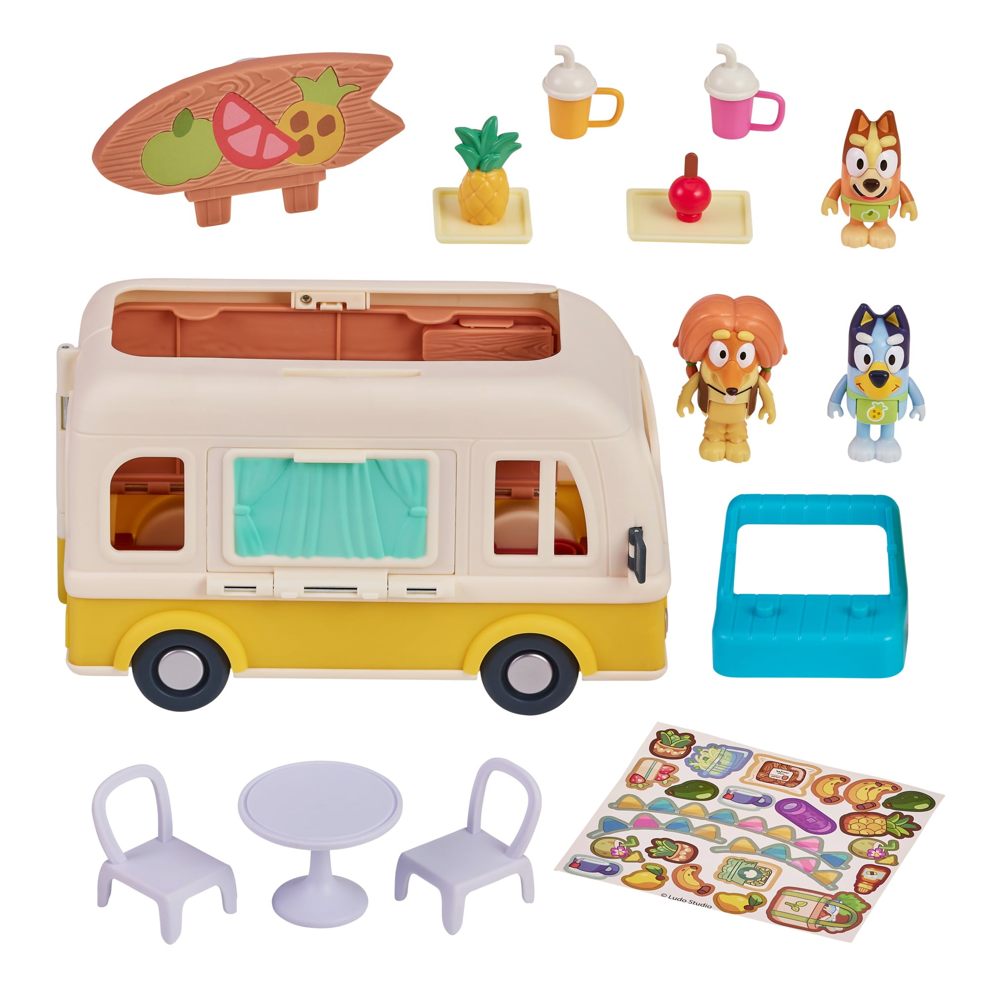 Bluey， Juice Truck Vehicle， Bluey， Bingo， Indy 3 inch Figures， Preschool， Ages 3+
