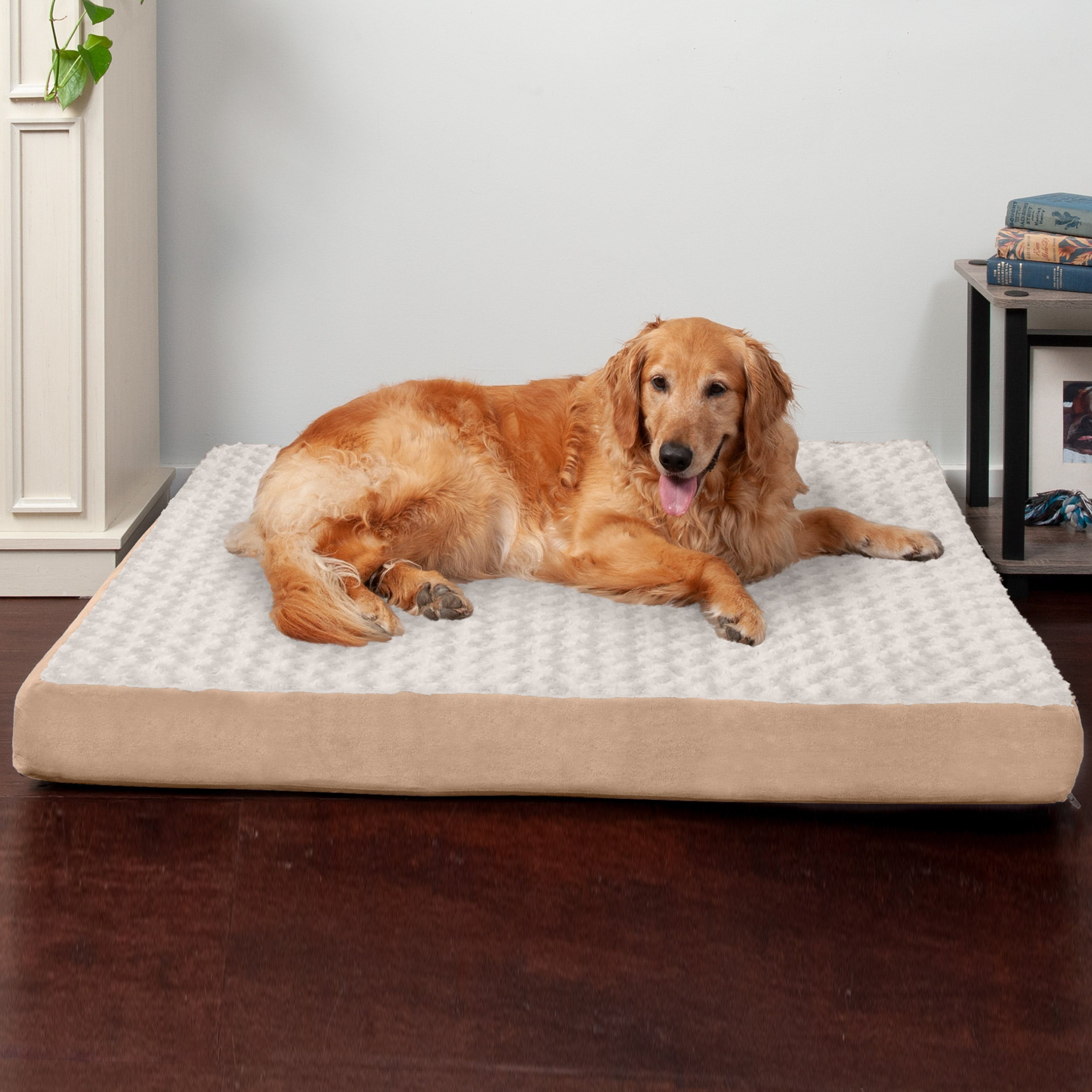 FurHaven Pet Products | Deluxe Orthopedic Ultra Plush Mattress Pet Bed for Dogs and Cats， Cream， Jumbo