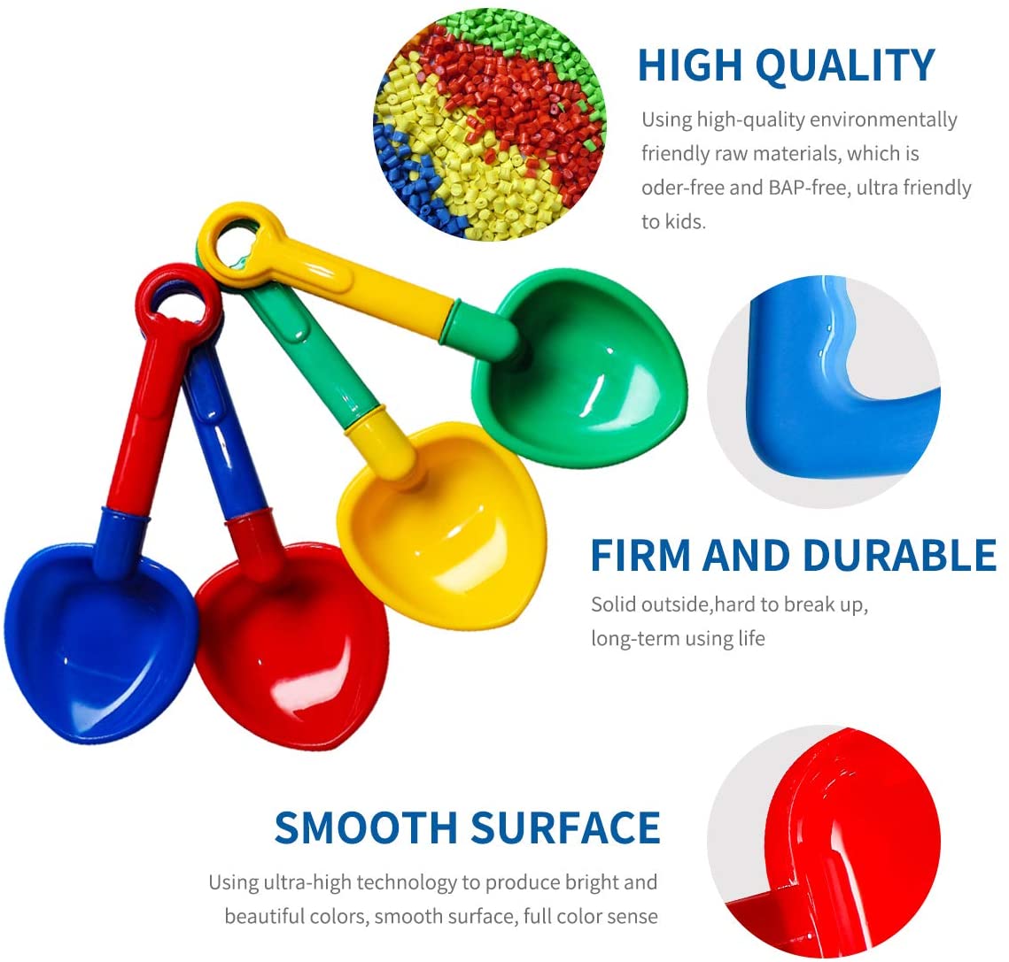 10''Sand Shovels,Multi-Color Sand Scoop Plastic Shovels,Beach Shovels for Boys and Girl- 4 Pack