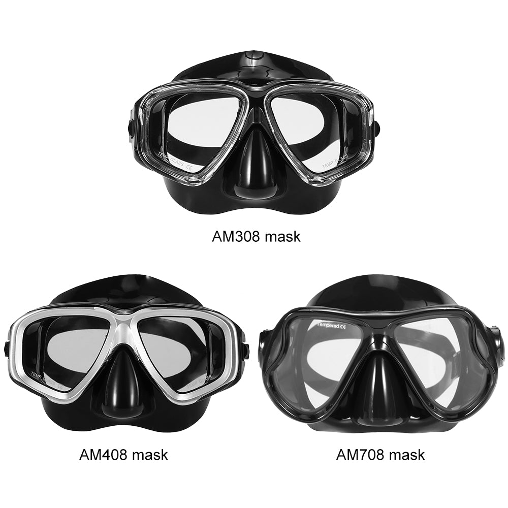 Adults Snorkeling mask Freediving Mask Anti-fog Diving Snorkeling Swimming Mask Tempered Glass Lens Goggles