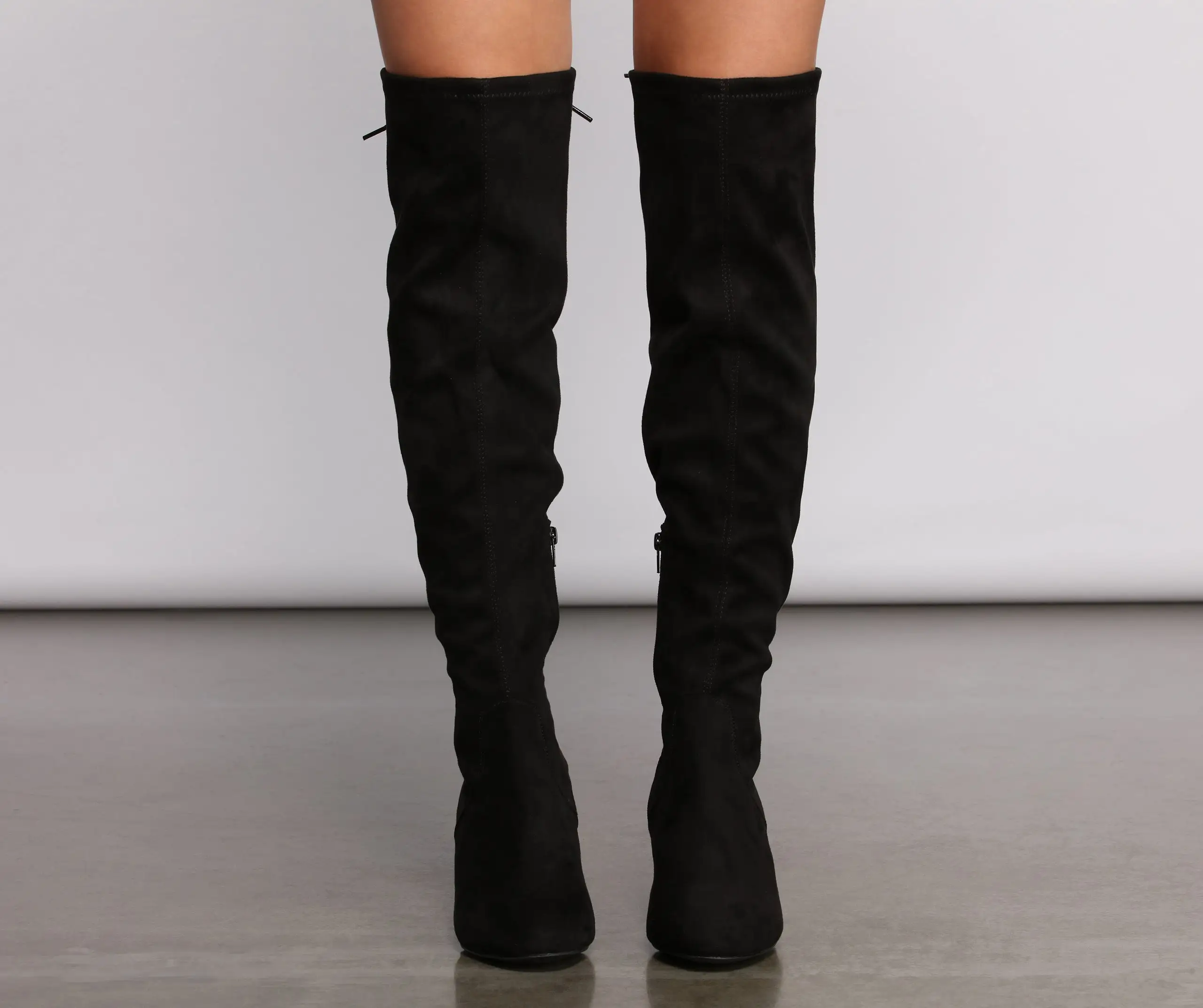 Over The Knee Tie Back Heeled Boots