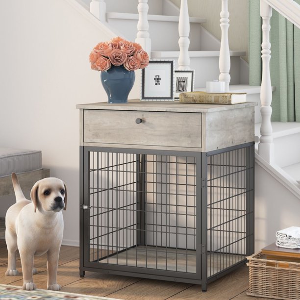 Dog Crates for Small Dogs， Wooden Small Dog Crate Furniture with Drawer