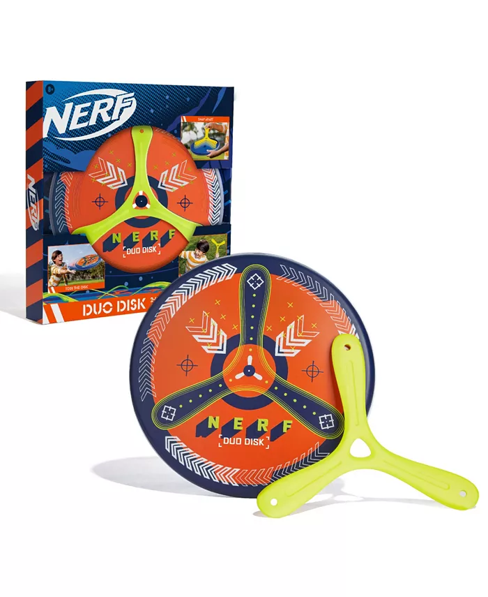 Nerf Boomdisk Two in One Boomerang Frisbee Combo Long Distance Thrower