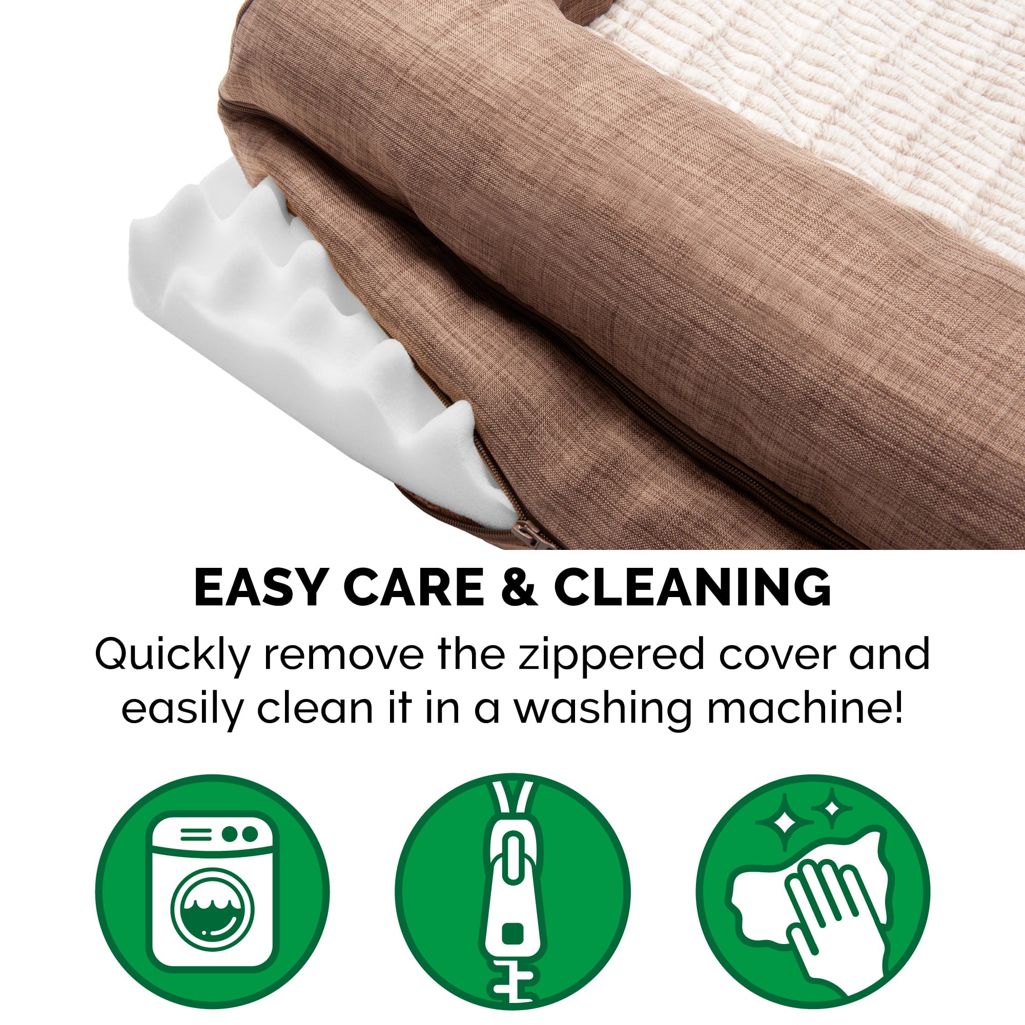 FurHaven | Orthopedic Luxe Fur and Performance Linen Sofa Pet Bed for Dogs and Cats， Woodsmoke， Jumbo