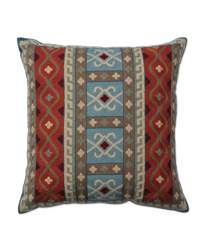 Pillow Perfect Crewel Striped Embroidered Decorative Pillow， 16.5
