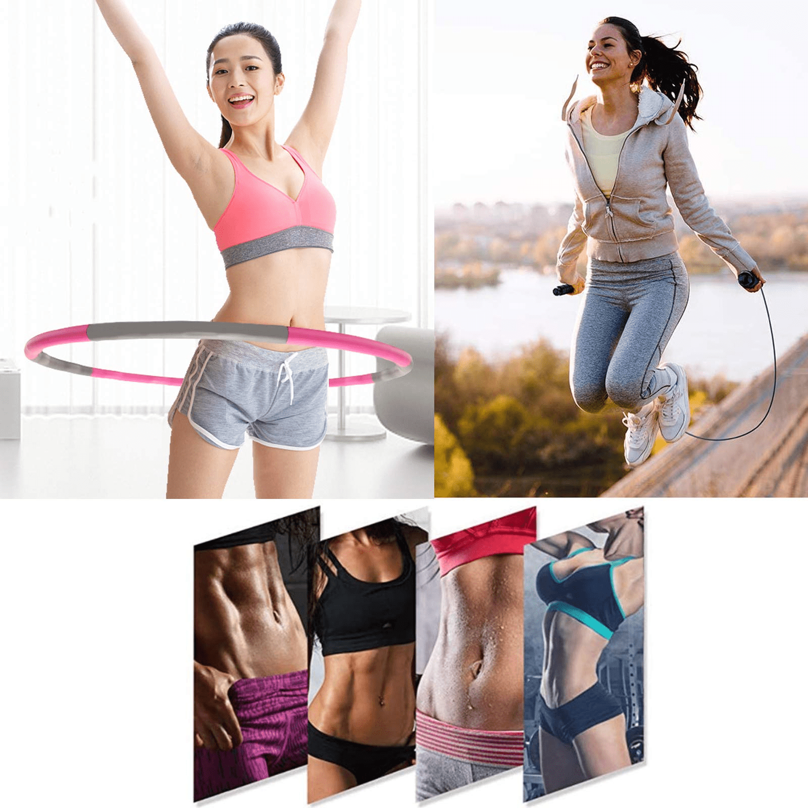 Fitness Exercise Weighted hoops，8 Sections Adjustable Exercise Hoop for Adults ，Professional Soft Workout Hoop for Exercise， Dance， Fitness and Fun