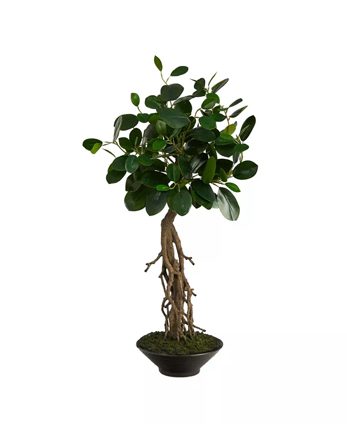 Nearly Natural 2' Ficus Bonsai Artificial Tree in Decorative Planter
