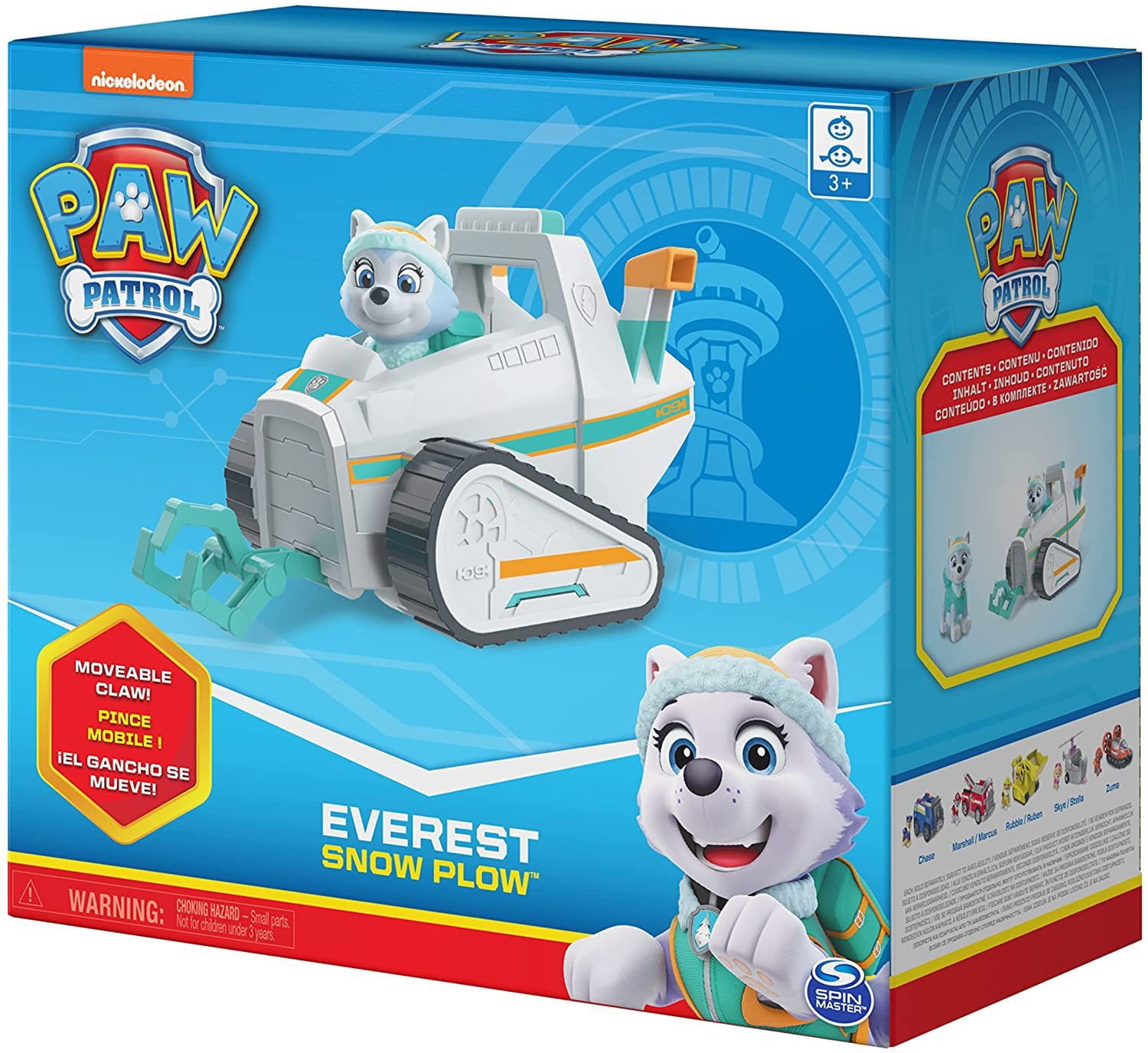 PAW Patrol， Everestâ€™s Snow Plow Vehicle with Collectible Figure， for Kids Aged 3 and Up