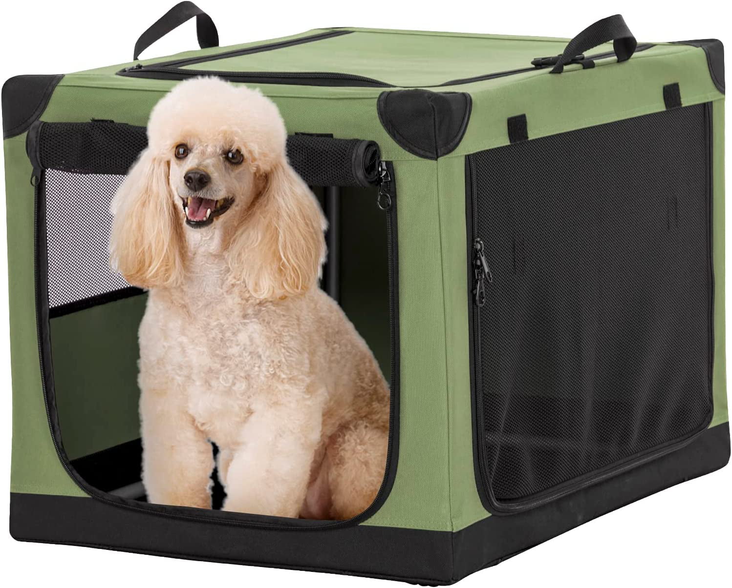 Portable Soft Medium Dog Crate， Indoor and Outdoor Crate for Pets， for Medium Dog Green 30 x 20 x 19 Inches