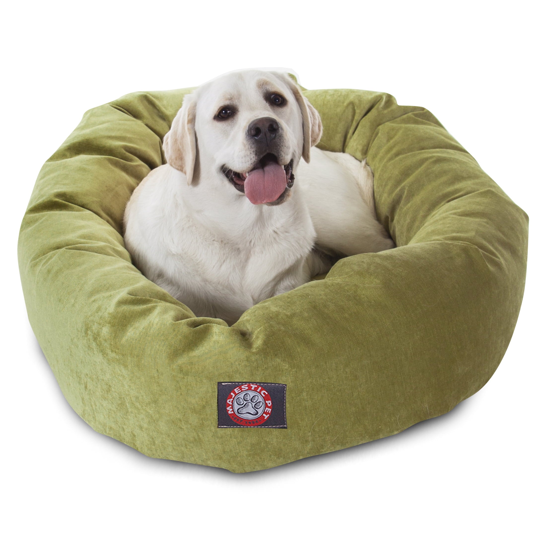 Majestic Pet | Villa Velvet Bagel Pet Bed For Dogs， Apple， Large
