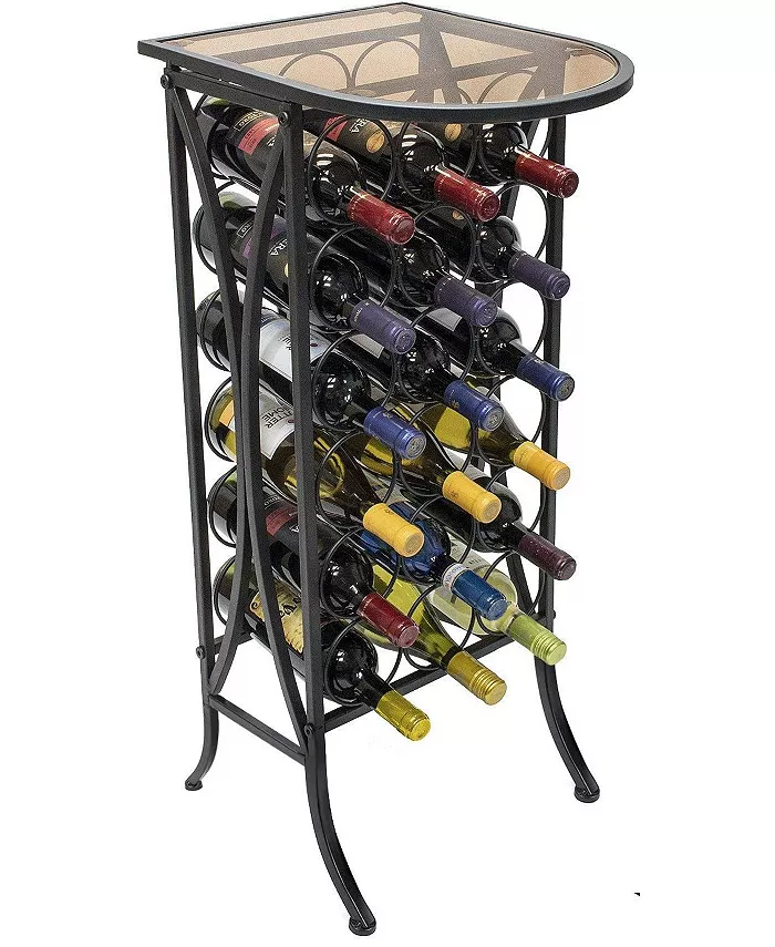 Sorbus Wine Rack Stand Glass Table Top