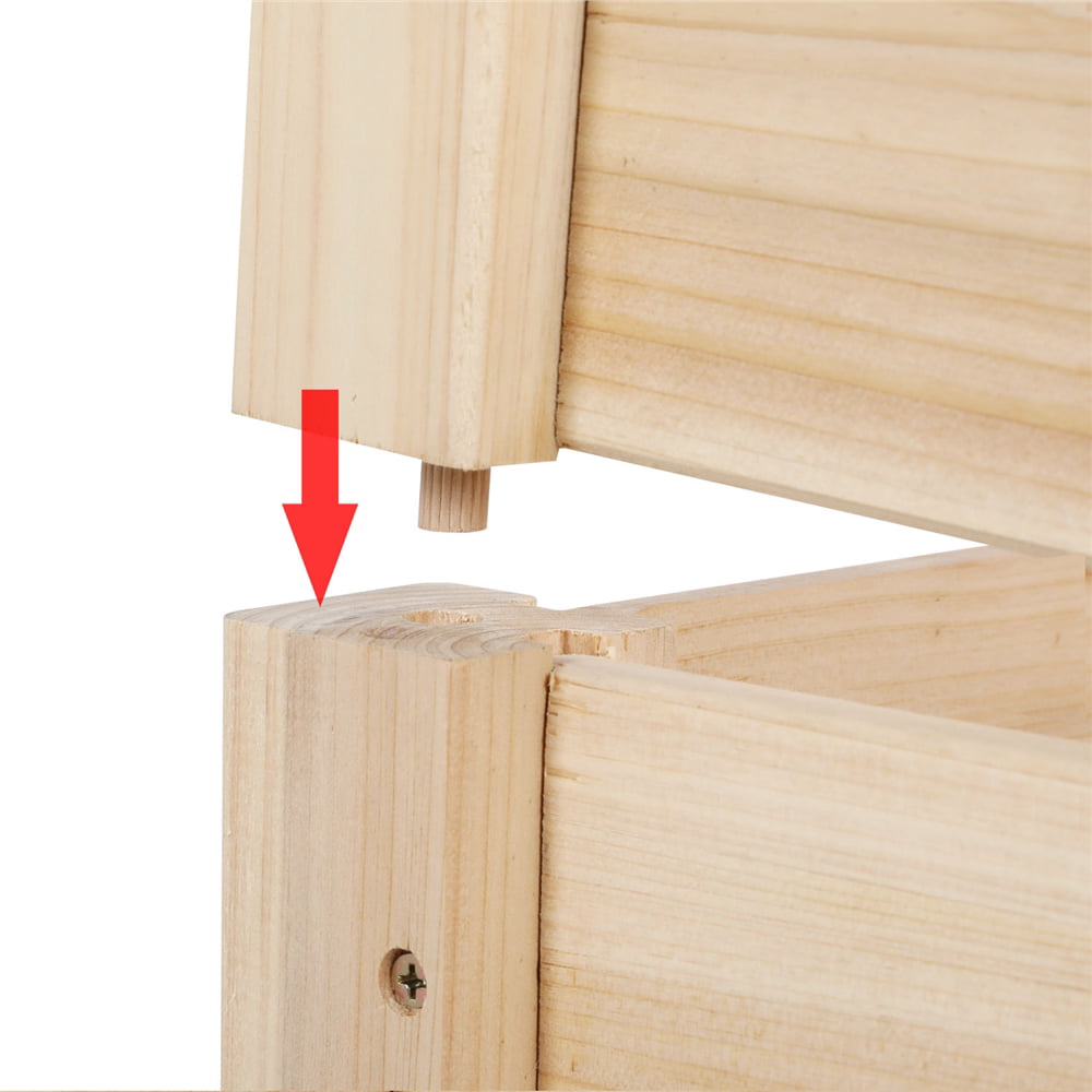 Easyfashion Raised/Elevated Garden Bed Tiered Planter Box, Natural Wood